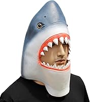 Vista 3 de Máscara de tiburón para disfraz de pez, máscara de disfraz de Halloween, fiesta de látex, máscara de cabeza de animal