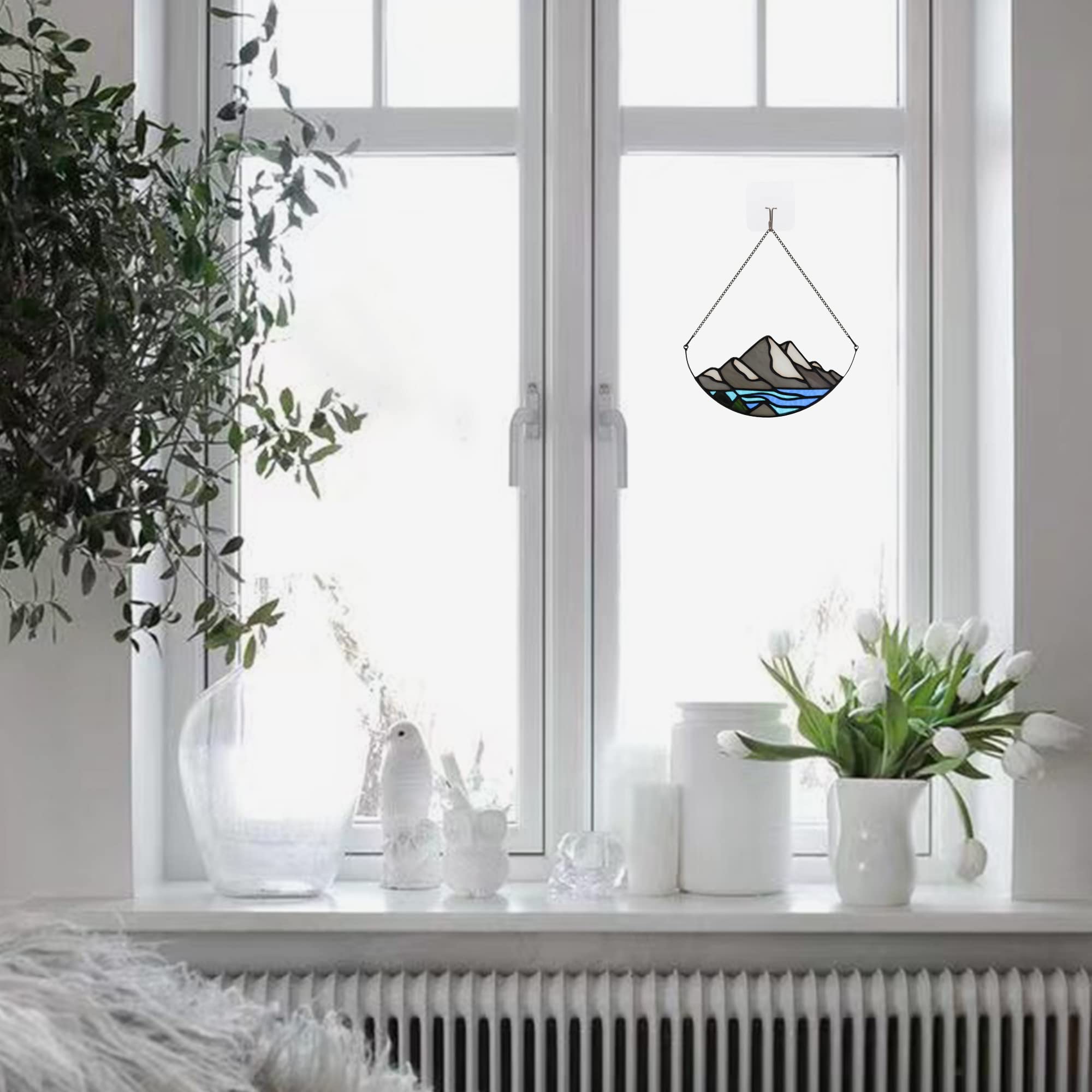 Buntglas-Sonnenfänger 'Leuchtturm' - Rund, 20 Cm Durchmesser, Mit Kette, Für Fenster & Wand