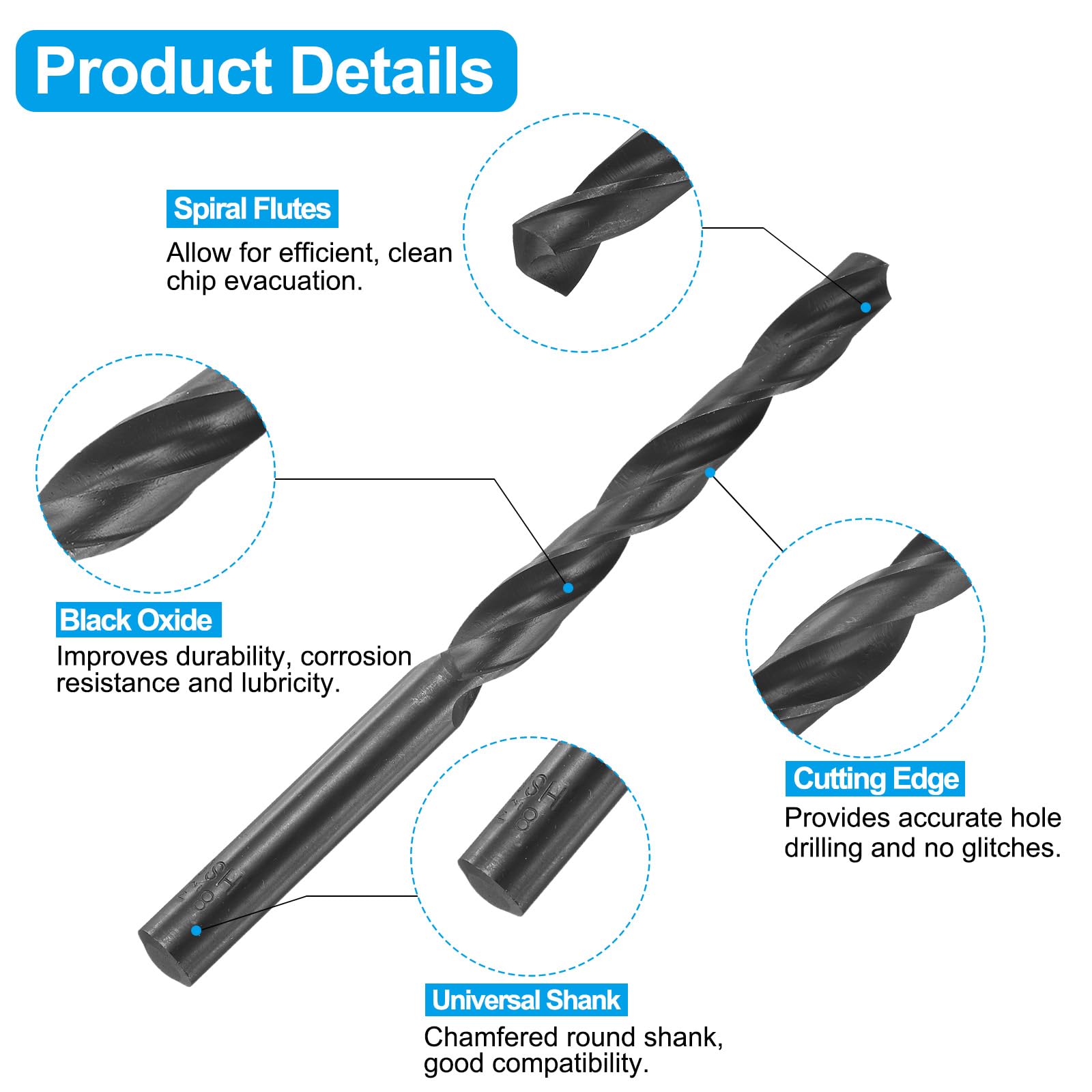 Set di maschi e punte da trapano, 2 maschi per filettatura a scanalatura dritta NPT 1/8-27 e 2 punte elicoidali da 8,3 mm, kit di utensili per filettatura HSS-6542 in ossido nero/non rivestito