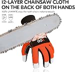 Vgo 1Pair Chainsaw Gloves, 12-Layer Chainsaw Protection on Both Hands Back, Safety leather Work Gloves