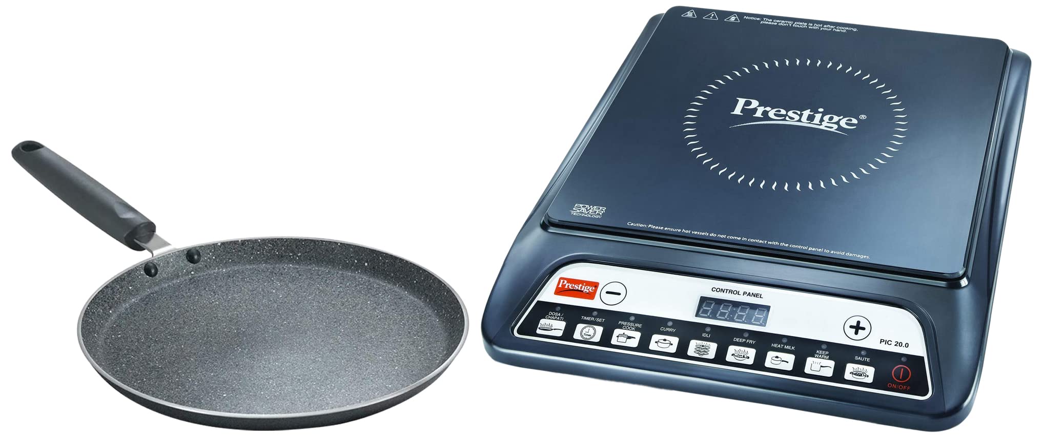 Prestige PIC 20 1600 Watt Induction Cooktop (Black) & Sandwich Maker PGMFD 01 & Omega Deluxe Granite Dosa Tawa, Black, 250 mm (B09SLK79HQ) Amazon Price History, Amazon Price Tracker