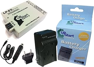 Replacement for Canon 450D Battery and Charger with Car Plug and EU Adapter - Compatible with Canon LP-E5 Digital Camera Batteries and Chargers (1200mAh 7.4V Lithium-Ion)