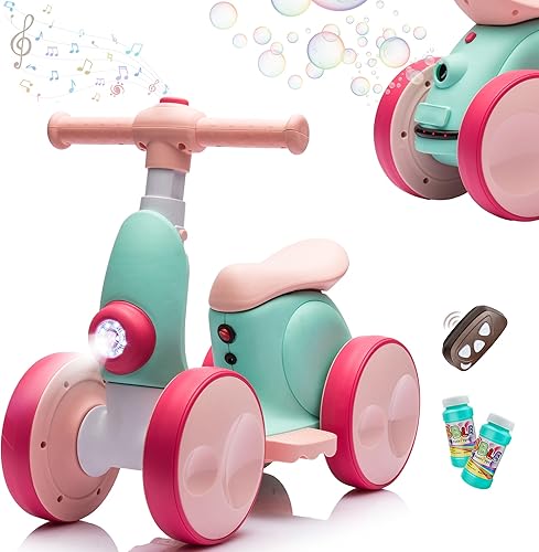 Miniatura 9 de JoyRydz Bicicleta eléctrica de equilibrio para bebés de 6 V con máquina de burbujas, bicicleta de equilibrio 4 en 1 con control remoto para niños de