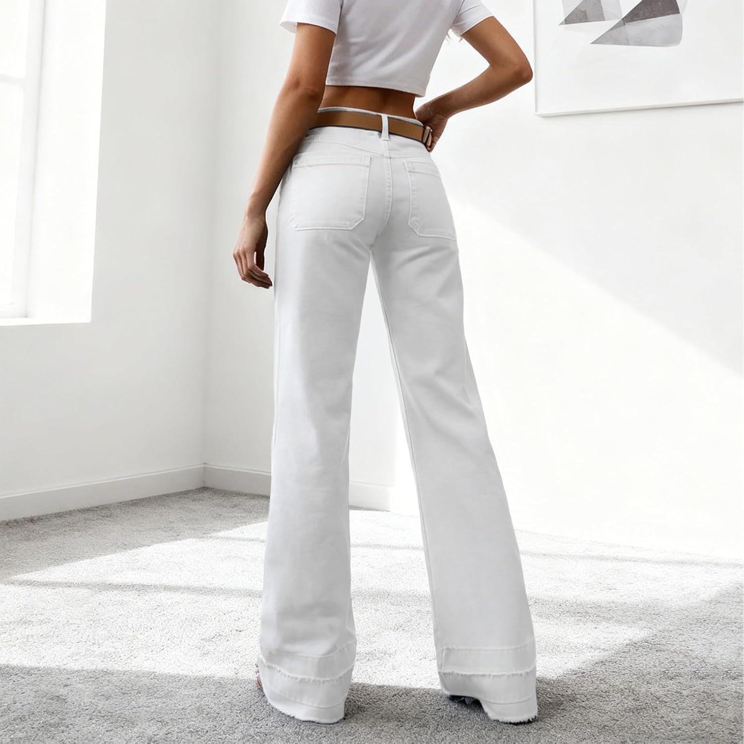 Denim Jeans for Women Stretchy Slim Fit Skinny Tummy Control Jeans High Waisted Casual Baggy Comfy Wide Leg Pants