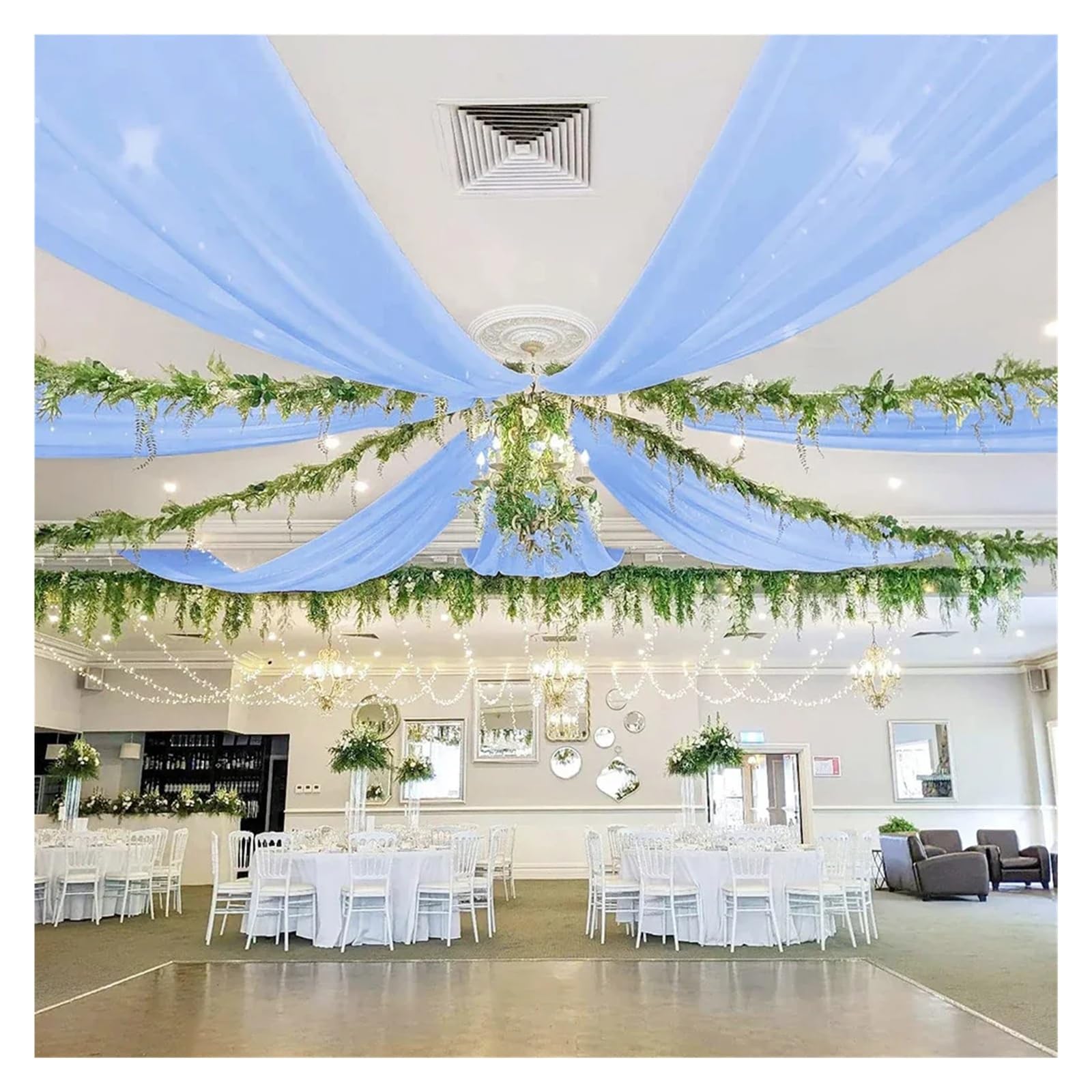 MDSIOKHJ Ceiling Drapes White Ceiling Drapes Wedding Arch Draping Fabric Decoration Sheer Tulle Curtain For Weddings Ceremony Birthday Party(Blue,150x300CM)