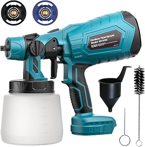 Paint Sprayer for makita 18V Battery (ONLY TOOL), Cordless Fence Paint Sprayers for Fencing and Decking, Home DIY Painting with 2 nozzles