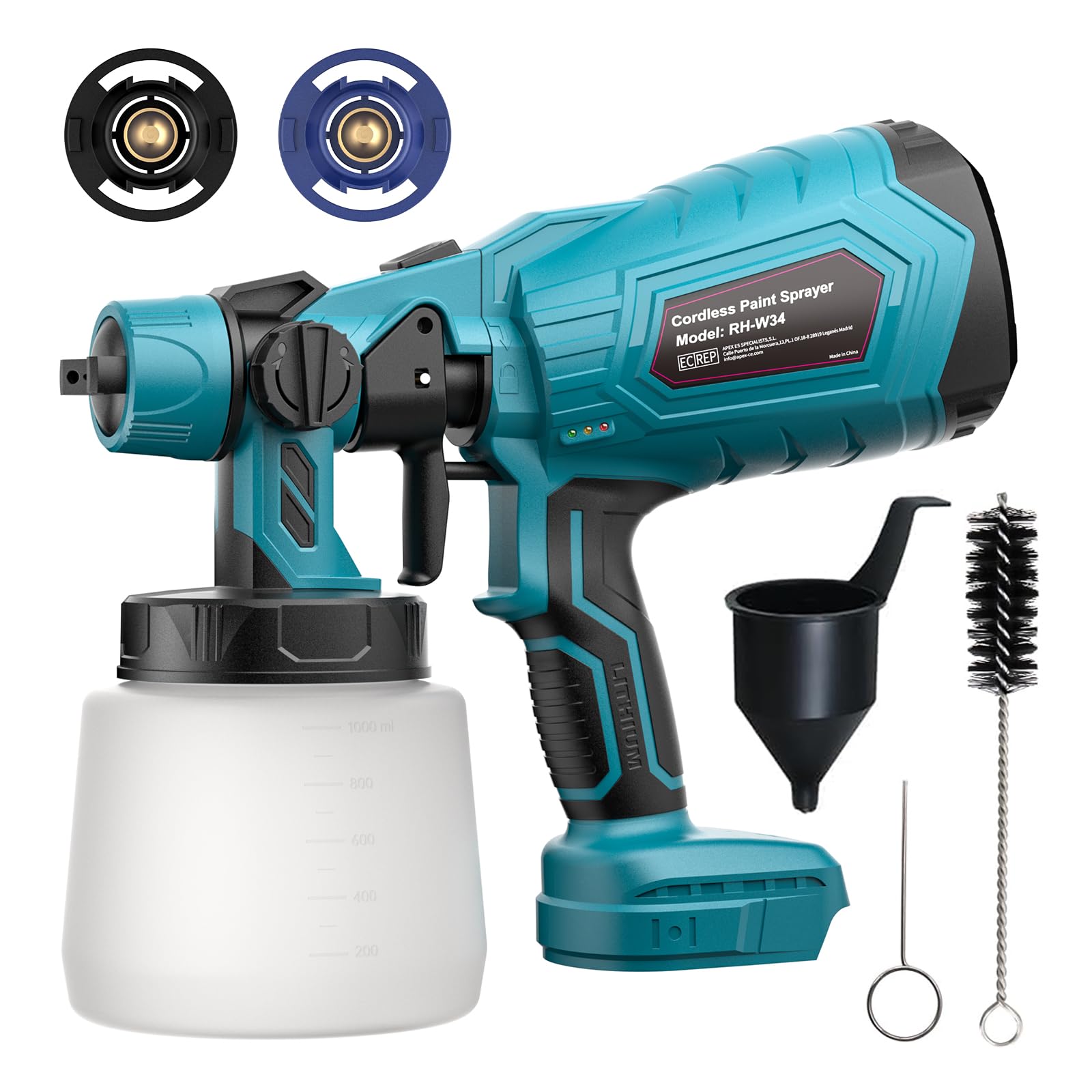 Cordless Paint Sprayer for makita 18V Battery (ONLY TOOL), Handheld Fence Paint Sprayers for Fencing and Decking, Home DIY Painting, 3 Spray Patterns & 1L Tank