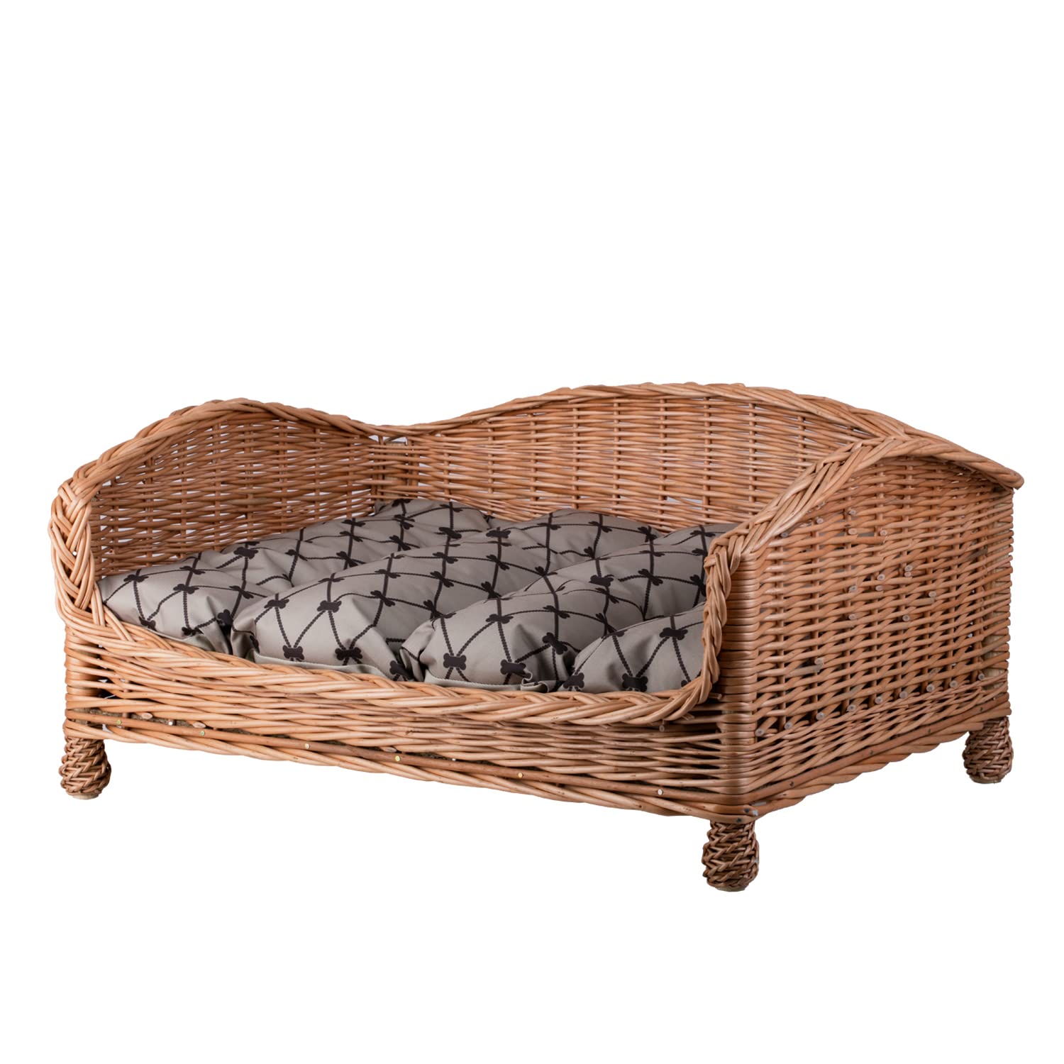 Canapé - Panier pour Chien en Osier avec Coussin