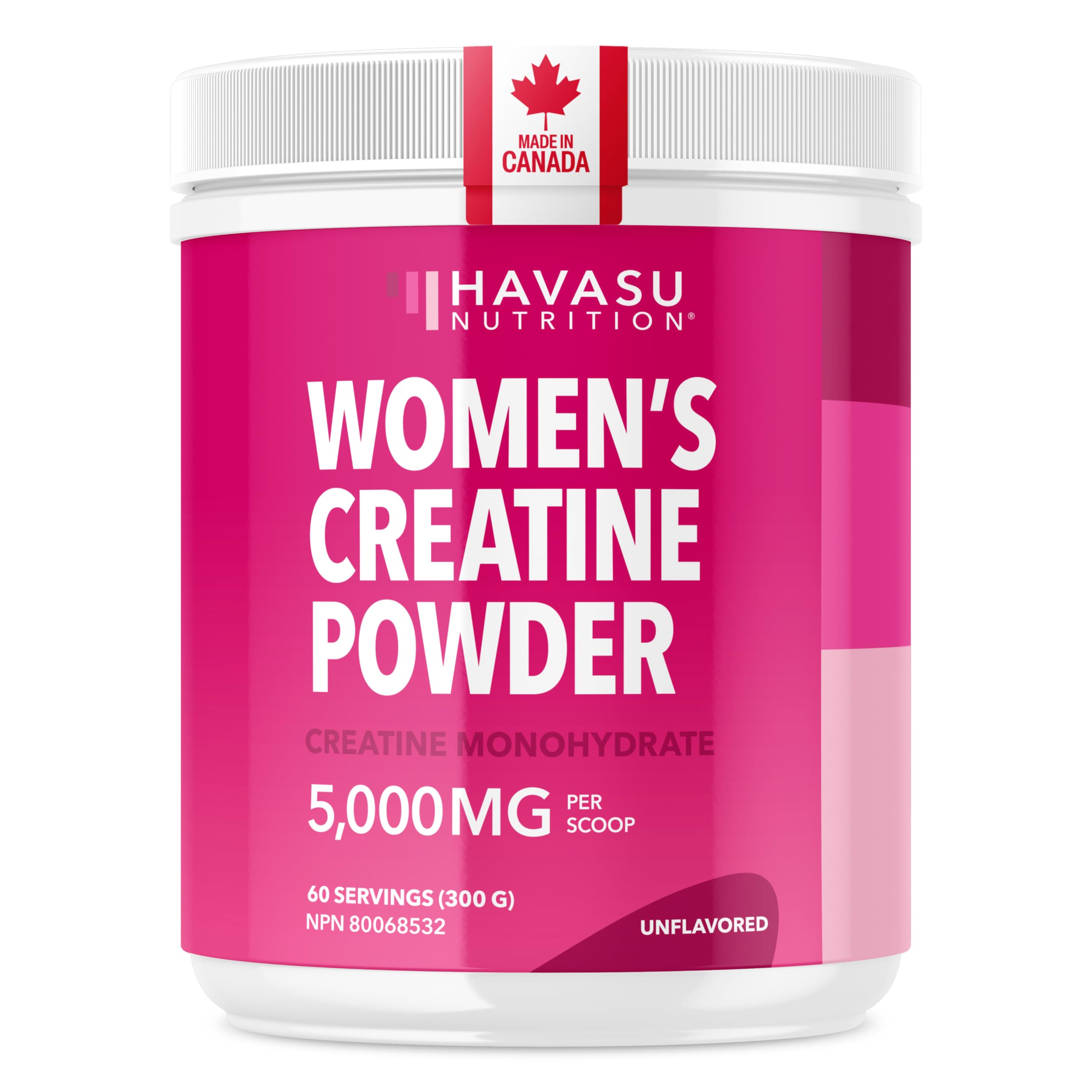 Creatine for Women - 5000mg Creatine Monohydrate for Muscle & Cognitive Health Support - Women’s Performance & Recovery Support - Unflavored - Made in Canada, Vegan & Gluten-Free - 60 Servings