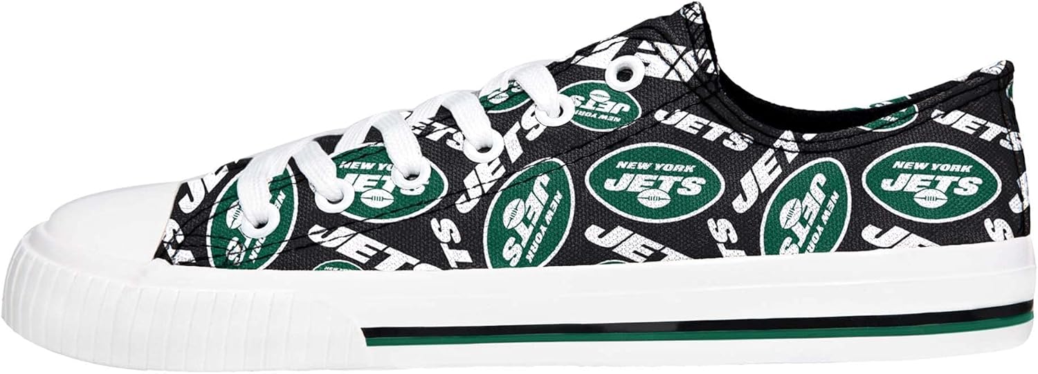 FOCO Womens NFL Team Logo Ladies Fashion Repeat Print Low Top Canvas Sneakers Shoes
