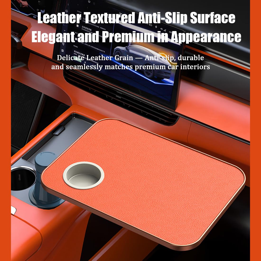 Tragbarer Autositz Tabletttisch, 360° Drehbarer Verstellbarer Montierbarer Laptop Auto Tisch Organizer Für Auto Fahrersitz, Rutschfeste PU-Leder Platte Für Mahlzeiten, Arbeit, Studium