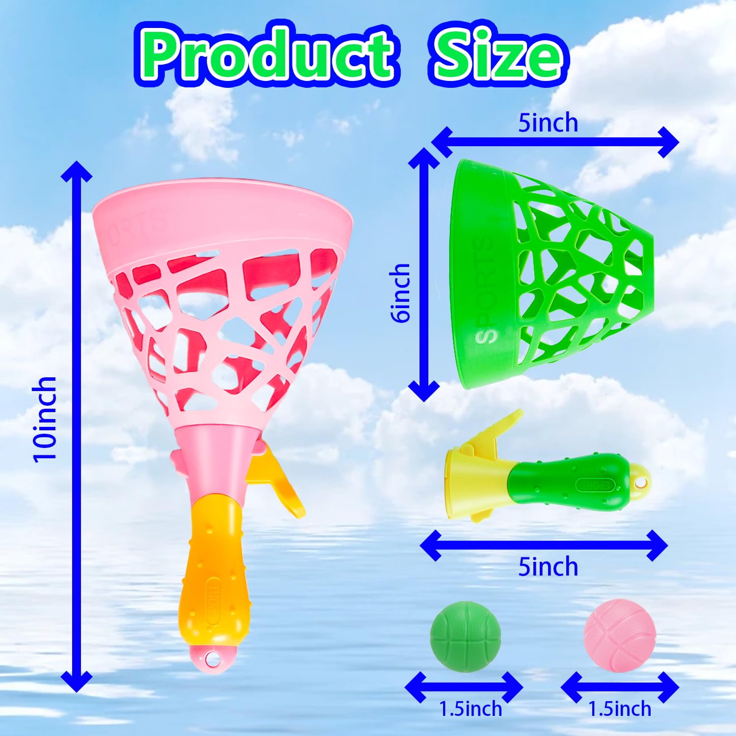 Outdoor Indoor Games Activities for Kids, Pop and Catch Ball Family Games with 2 Launcher Baskets and 10 Balls, Basket Stuffers Birthday Party Gifts Toys for Kids Ages 3 4 5 6 7 8 12+ Years Old - Image 2