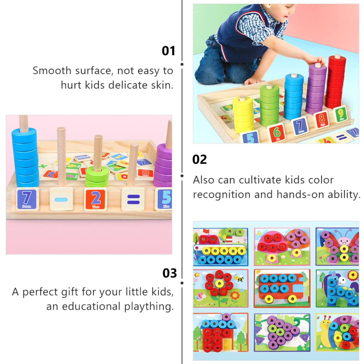 Gatuida Gioco Educativo in Legno per Bambini Puzzle Numerici e Blocchi Aritmetici Multifunzione per Sviluppare Creatività e Capacità di Problem Solving