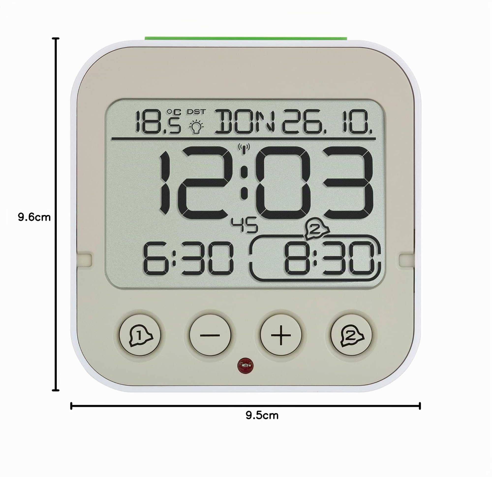 TFA Dostmann Orologio sveglia radiocontrollato Bingo 2.0, 60.2550.02, due allarmi, funzione snooze, indicazione della temperatura interna, bianco
