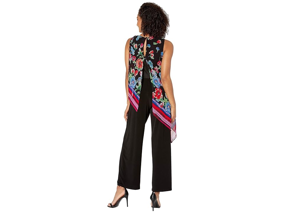 

London Times Jumpsuit with Asymmetrical Top (Coral/Black) Women's Jumpsuit & Rompers One Piece, Red