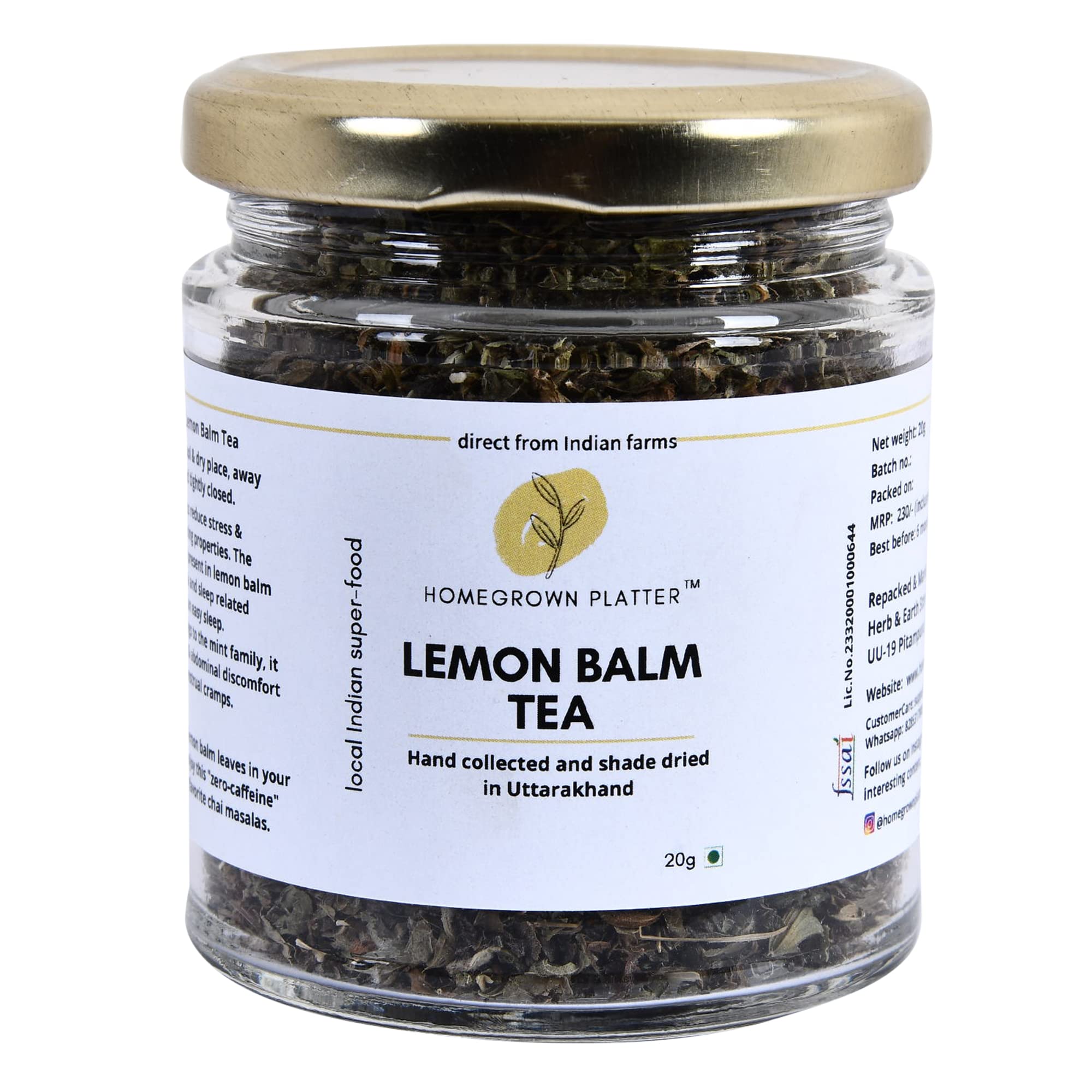 Homegrown Platter Lemon Balm Tea for menstrual cramps, 20 grams | Refreshing | Herbal Tea | Zero-Caffeine (B09SJKJ2SK) Amazon Price History, Amazon Price Tracker
