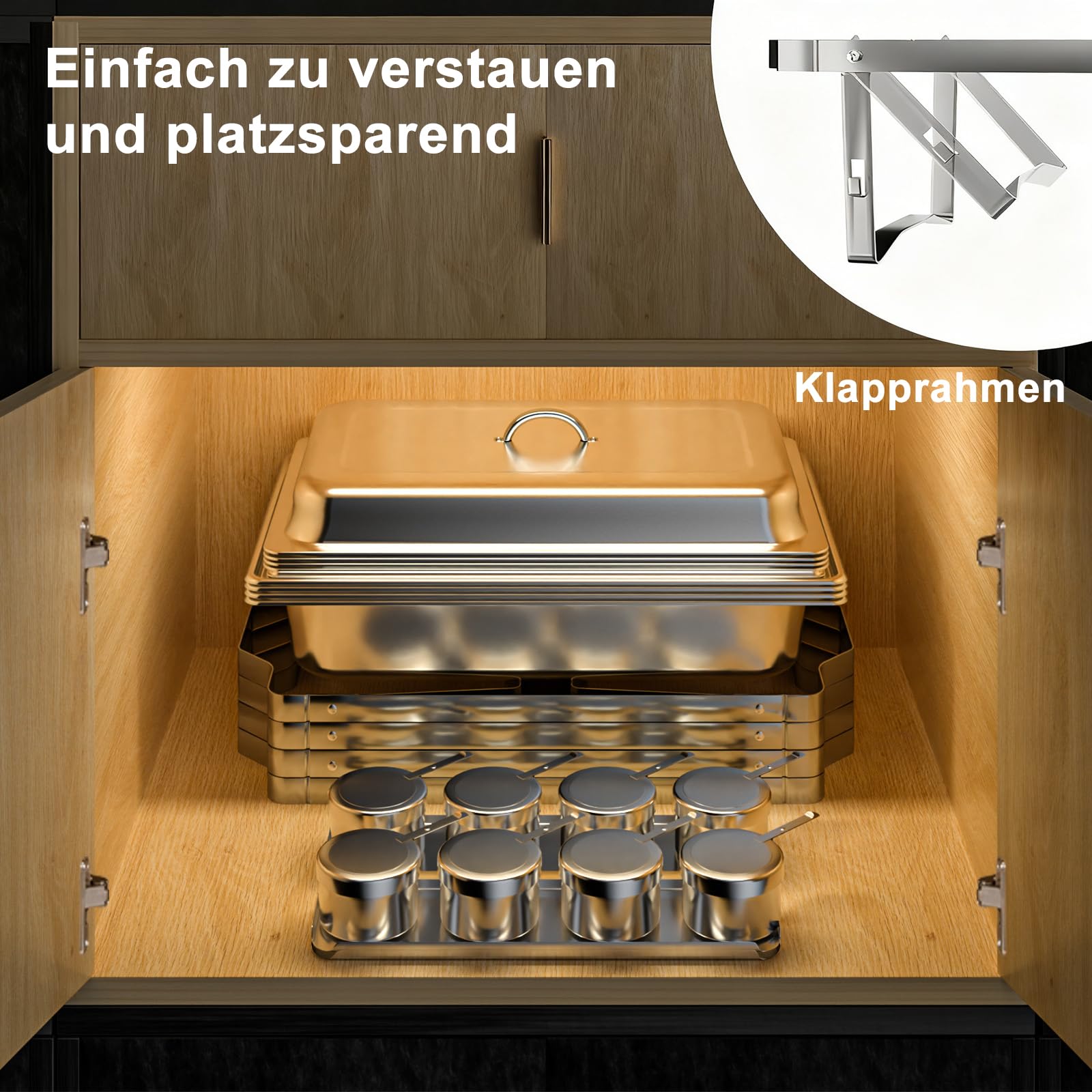 LEADZM Chafing Dish 9L 2PCS, Warmhaltebehälter Essen, Wärmebehälter für Speisen, Rechaud für Catering，Rechaud für Catering, Speisenwärmer, Buffetwärmer，Buffet und Party(Silber)