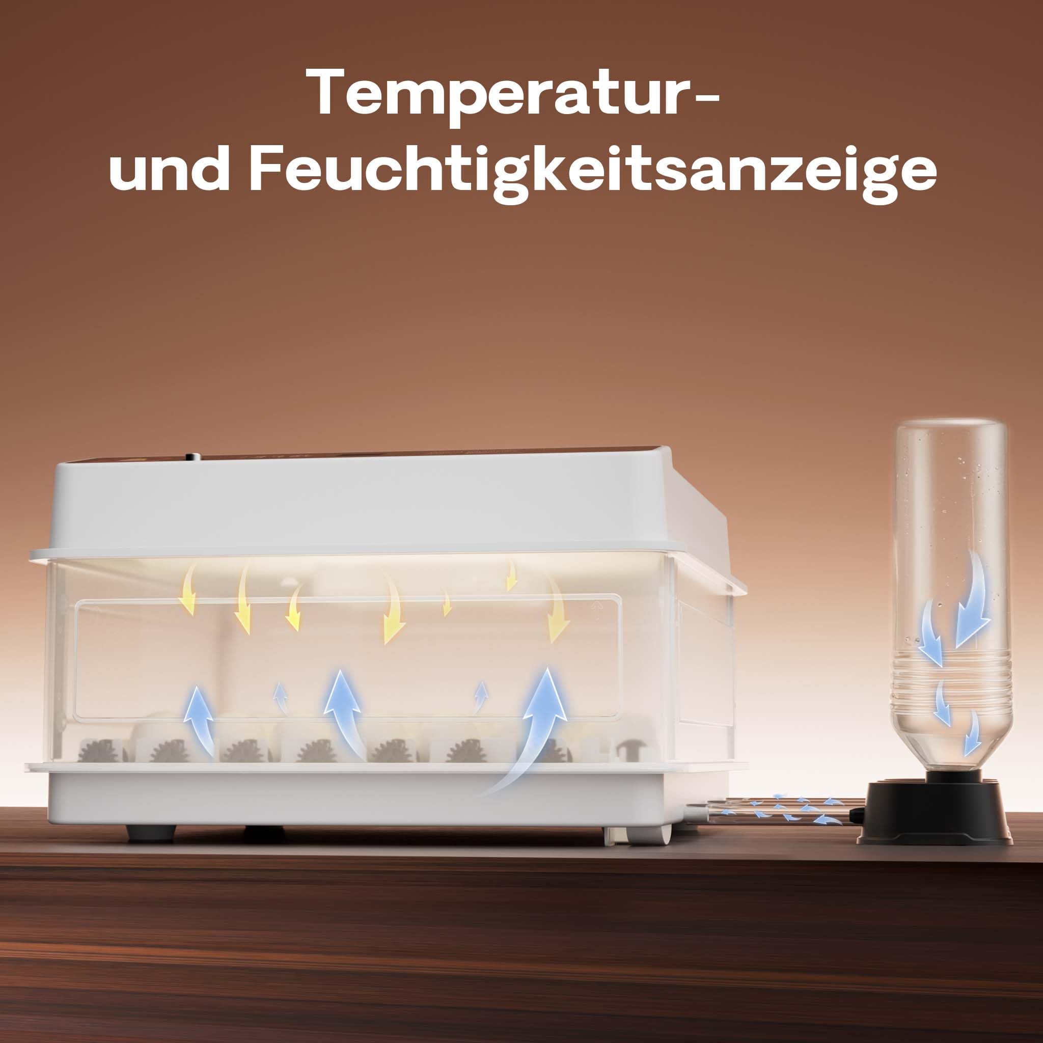 Wiltec Incubadora automática para 36 huevos 45 W con giro automático, control de temperatura y humedad, lámpara ovoscopio y conexión a energía de emergencia, ideal para gallinas, patos y codornices
