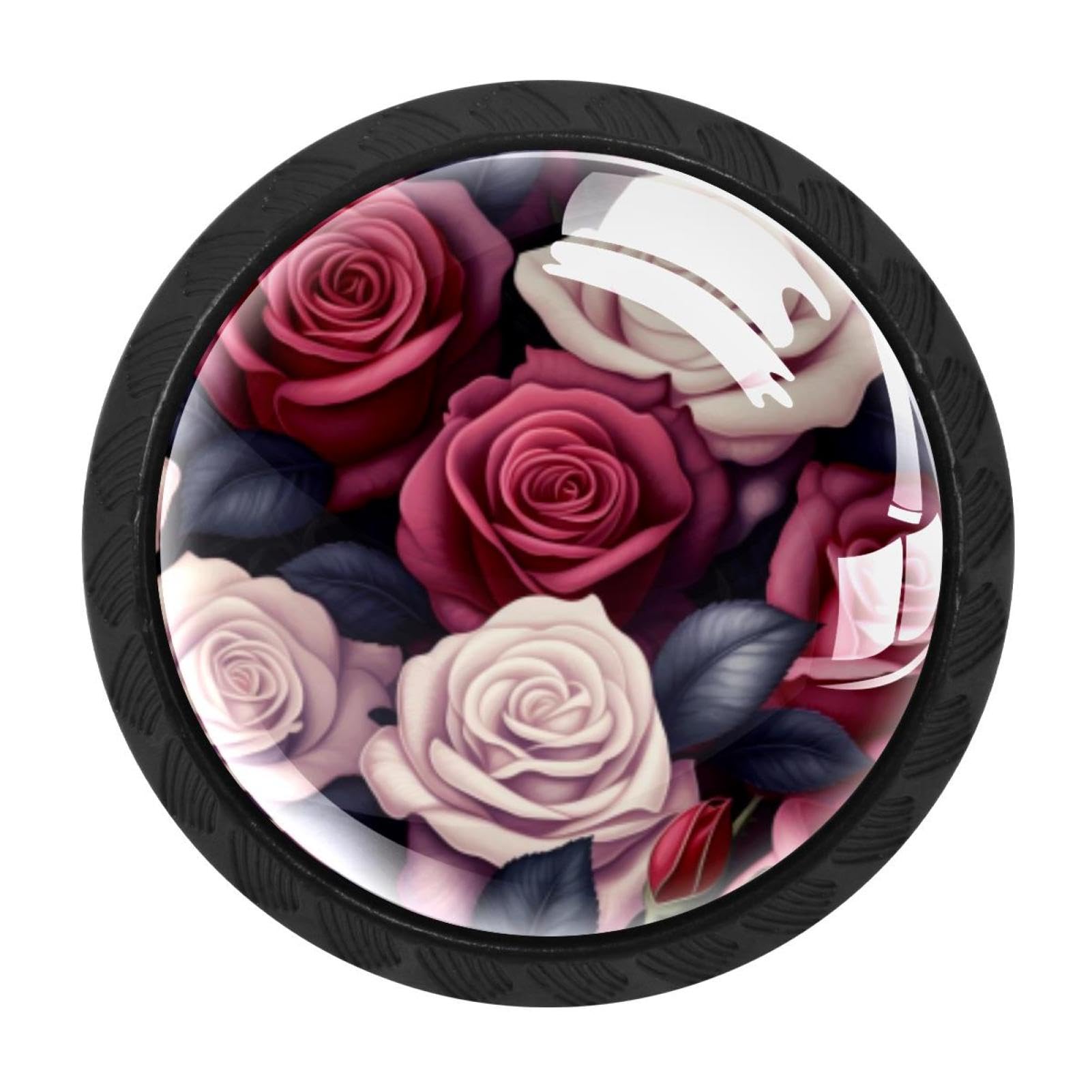 Chenzzzz Multicolored 06 4 Pcs Rose Cabinet Knobs Crystal Drawer Pulls For Kitchen, Bathroom Cabinet, Dresser And Cupboard