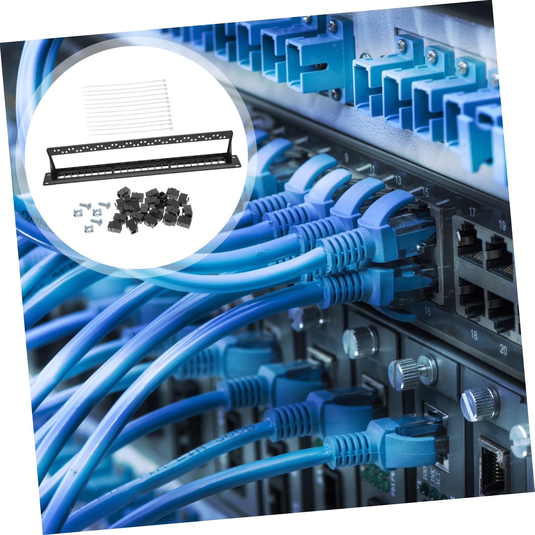 Pannello Patch di Rete 24 Porte Cat 5e Nero in Plastica