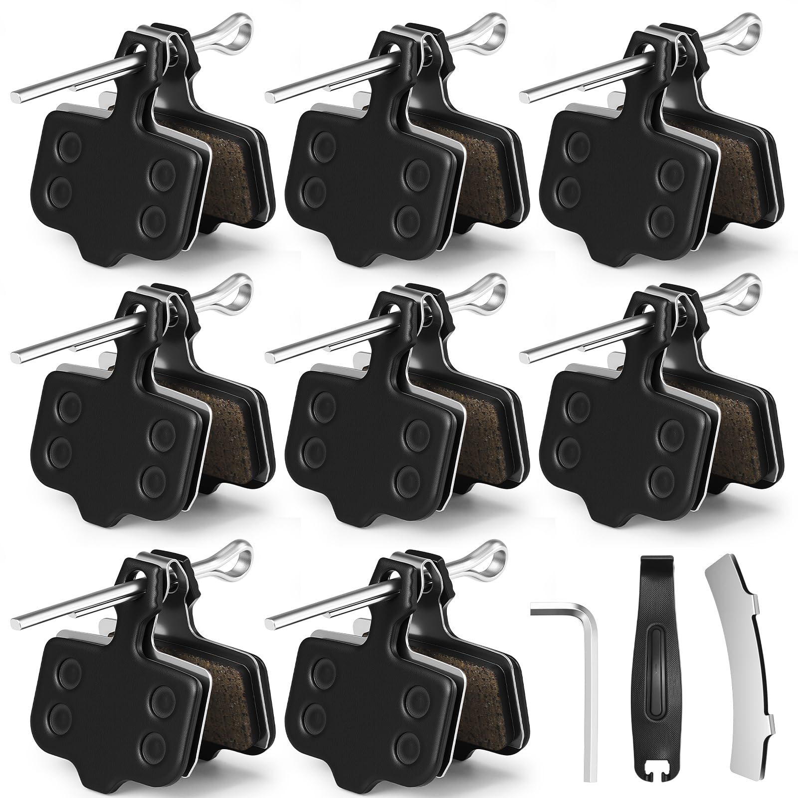 8 Pairs Bike Disc Brake Pads for Bicycle Compatible with Avid Elixir E1 E3 E5 E7 E9 Er Cr XO XX DD1 DD3 DD5, MTB Bicycle Disc Ebike Brake Pads with Installation Tools