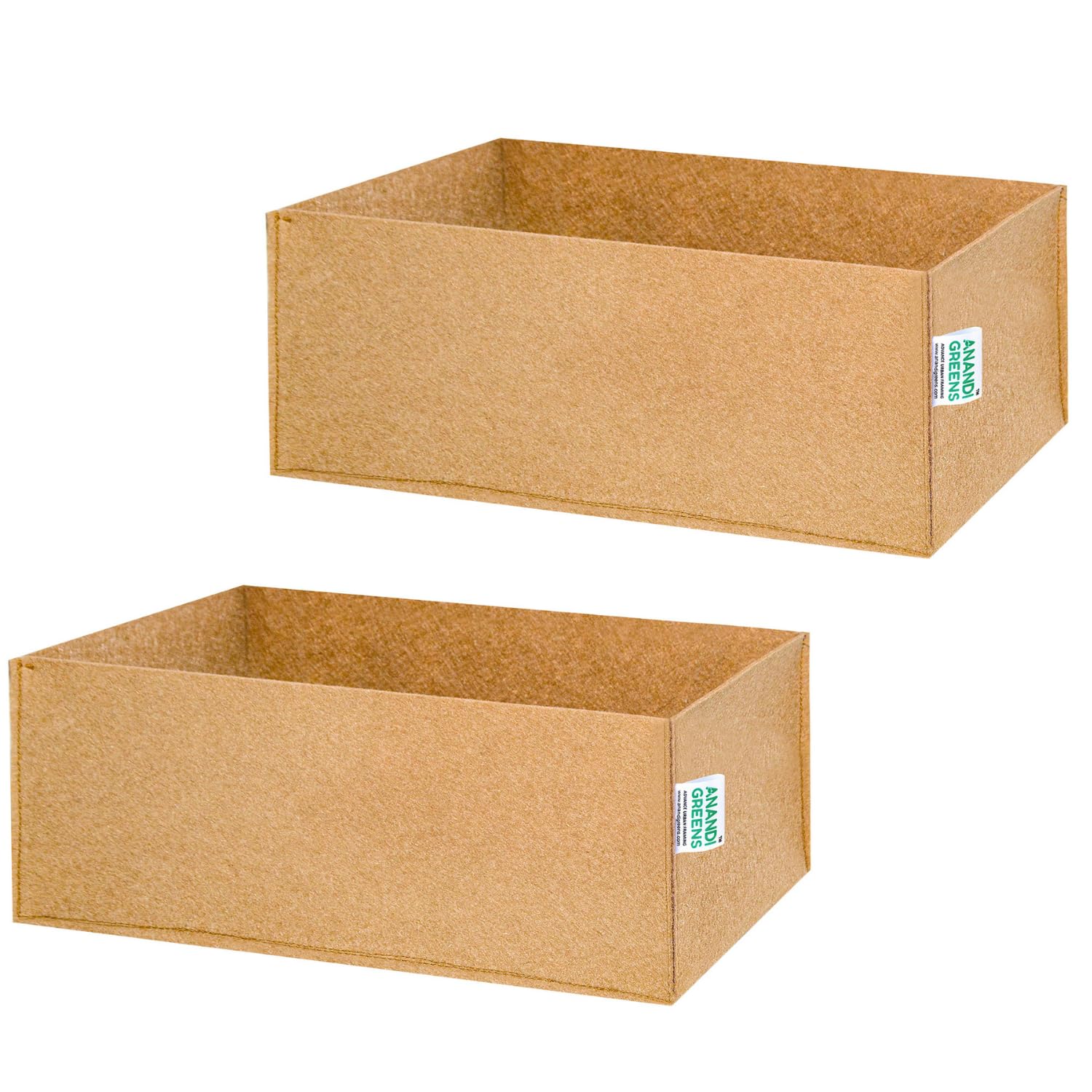 Anandi Green's 400 GSM Environmentally Friendly Geo Fabric Plant Grow Bag Suitable for Terrace and Flowers Vegetable Gardening (Camel, 24X9X9 Inch Pack of 2)
