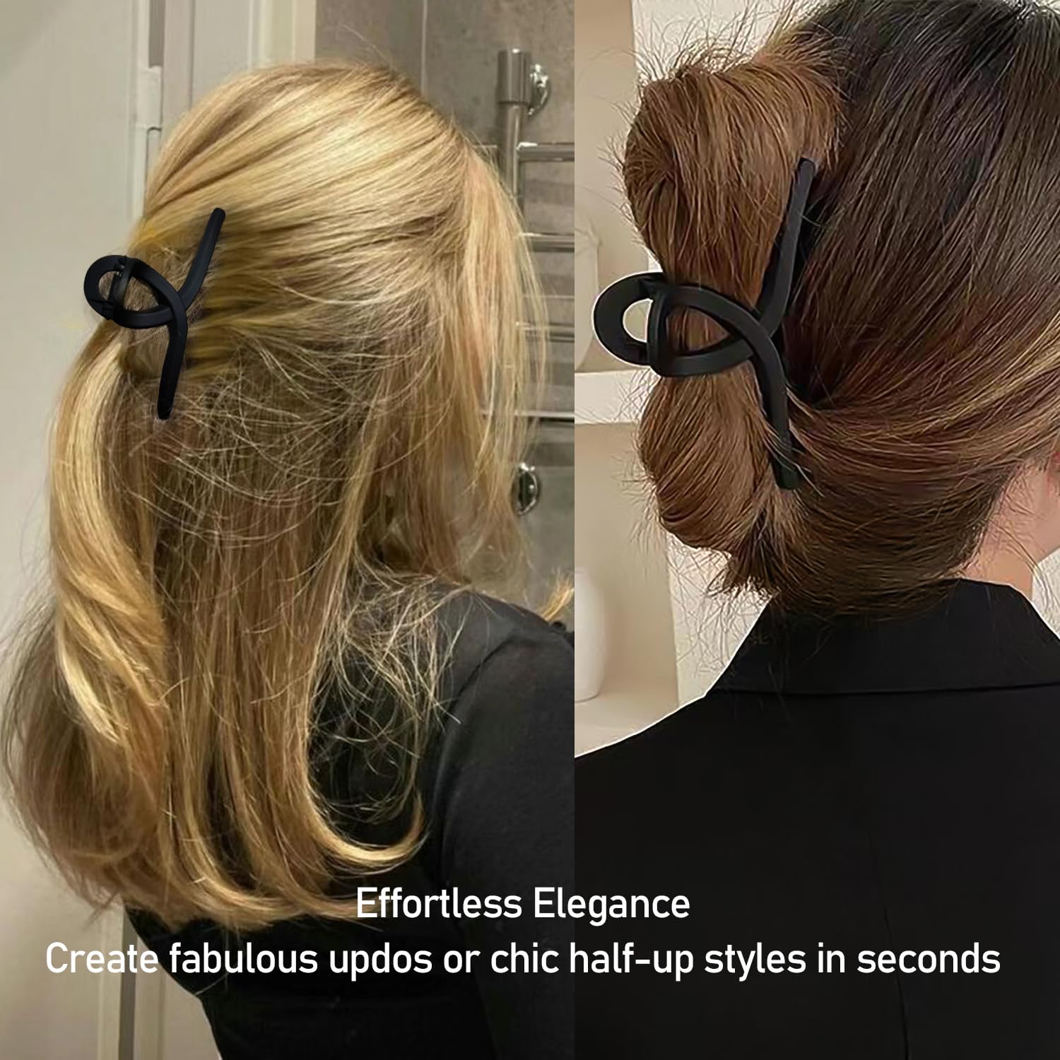 Hair Claw Clip Acetate Large 4 Inch Durable No Slip for Thick or Thin Hair 8 Pack Flat Hair Clips for Women – Large No-Slip Claw Clips  main image 2