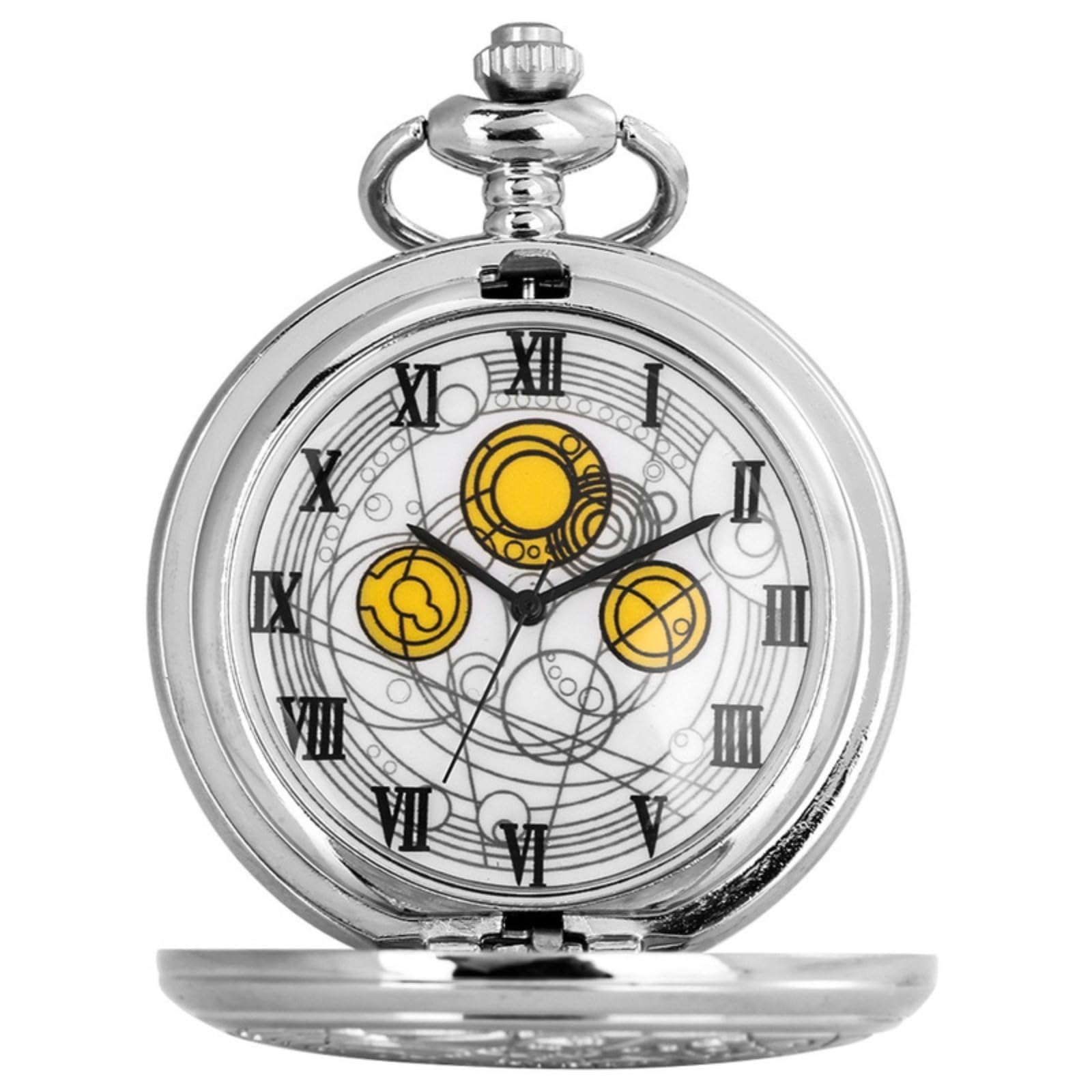 Relojes de Bolsillo, Reloj de Bolsillo Cuarzo Vintage Grande, Colgante, Collar(Silver)