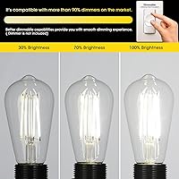 Vista 4 de Vintage LED Edison Bulbs, 6W, Equivalent 60W, High Brightness Daylight 5000K, ST58 Antique LED Filament Bulbs with 90+ CRI, E26 Medium Base, Luz