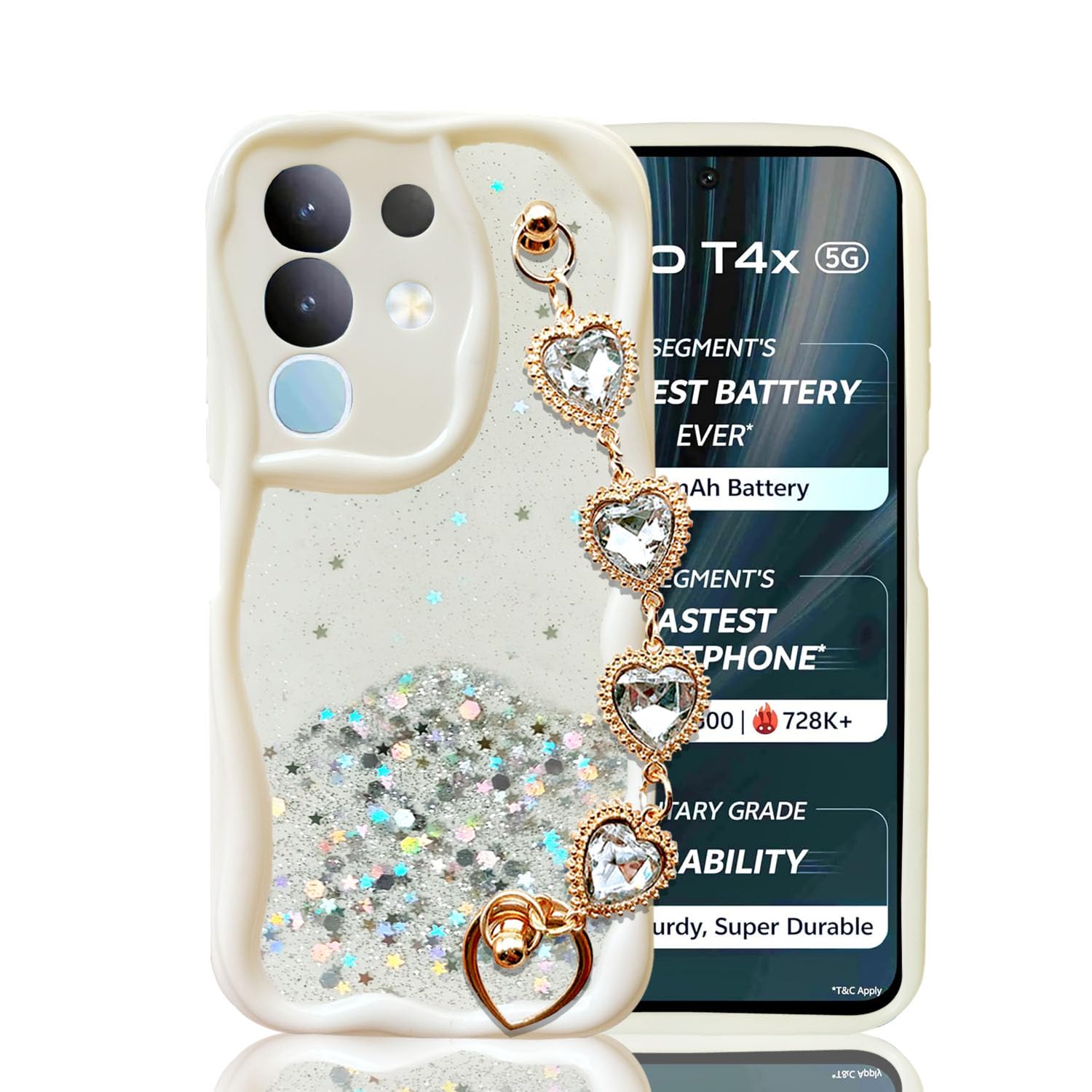KC Back Cover for Vivo T4x 5G / iQOO Z10x 5G - Diamond Hearts