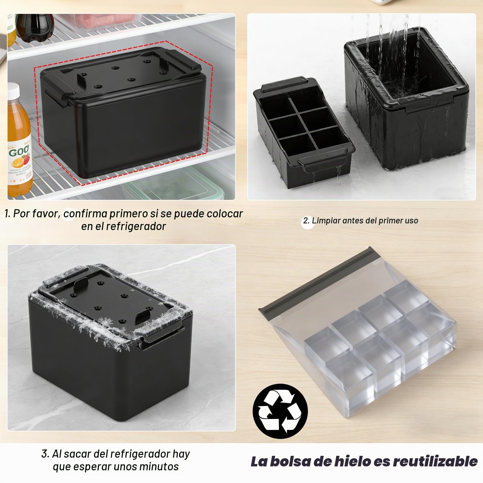 6 x 1.9 pulgadas Molde de hielo transparente, fabricante de hielo transparente para whisky bourbon old fashioned cócteles, bandeja de hielo transparente de silicona con bolsa de almacenamiento de