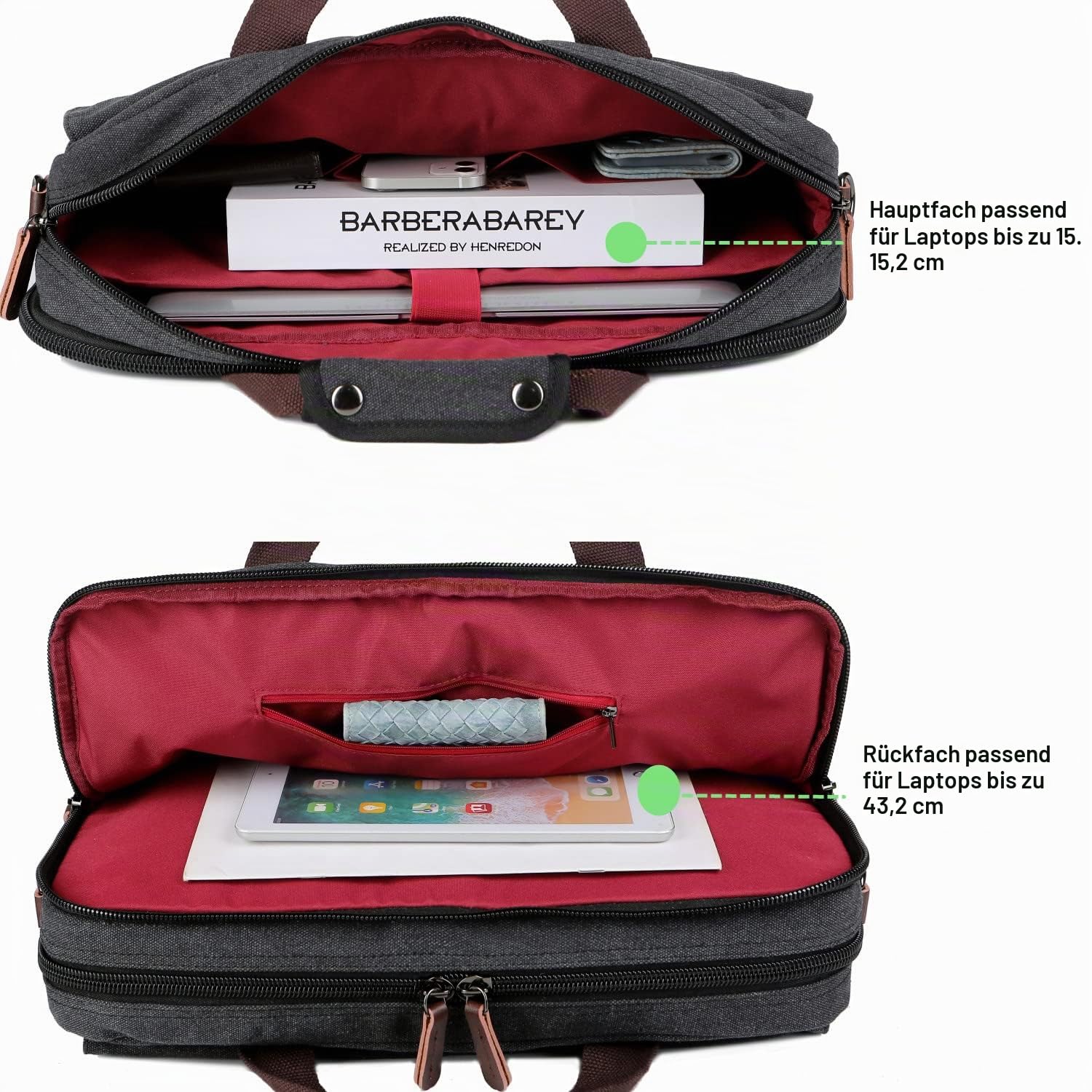 Baosha Herren Umhängetaschen Aktentasche Laptoptasche für 17 zoll Laptop Männer Groß Arbeitstasche Canvas Messenger Bag Schultertasche BC-07