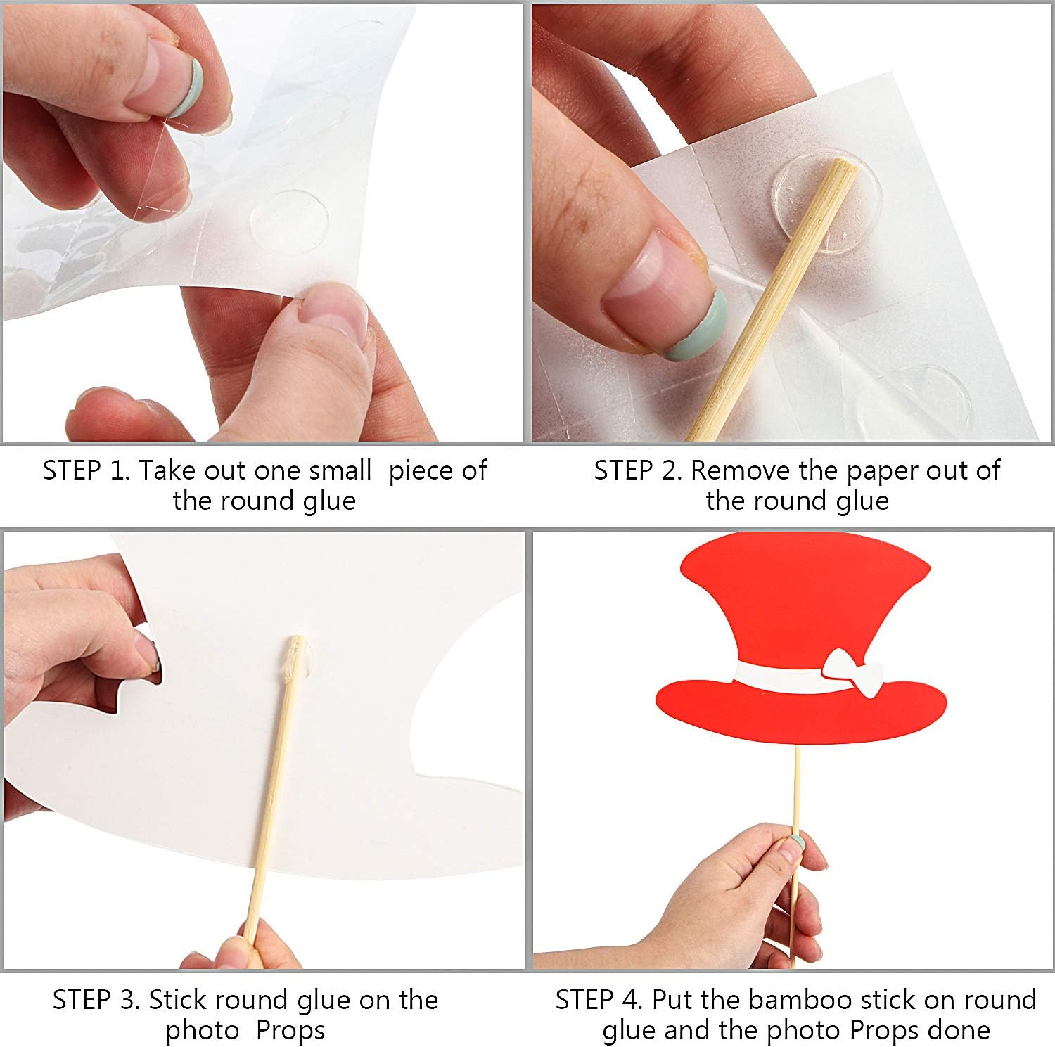 60 Pieces Photo Booth Props DIY Kit Graduation Funny Selfie Props Accessories for Wedding Prom Photo Booth Party Supplies Favors with Mustache on a Stick, Hats, Glasses, Mouth, Bowler, Bowties : Home & Kitchen