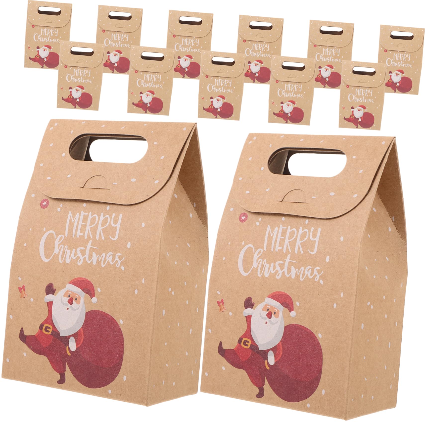 FRCOLOR 2 Juegos Bolsa De Papel Kraft Navideña Transportador Bolsas De Galletas Arpillera Celofán Christmas Bag Bolsas Kraft De De Papel Para Guardar Uds * 2