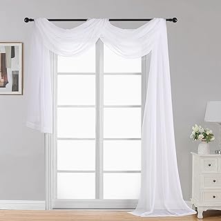OWENIE White Sheer Valances for Windows