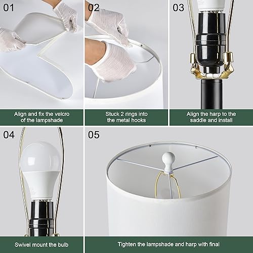 Miniatura 9 de Juego de 2 lámparas negras de 24.5 pulgadas, modernas lámparas de mesa para sala de estar con puertos USB C+A, lámparas táctiles creativas a rayas