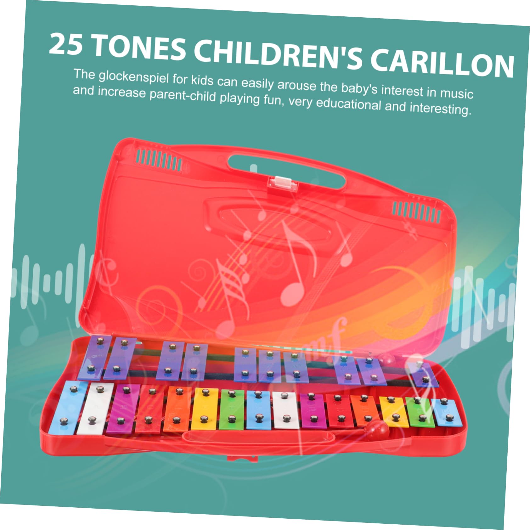SUPVOX Xilófono de Percusión para Niños 25 Tonos, Instrumento Musical Educativo Seguro y Fiable Teclas de Hierro y Cuerpo de Plástico Adecuado para Aprendizaje Musical