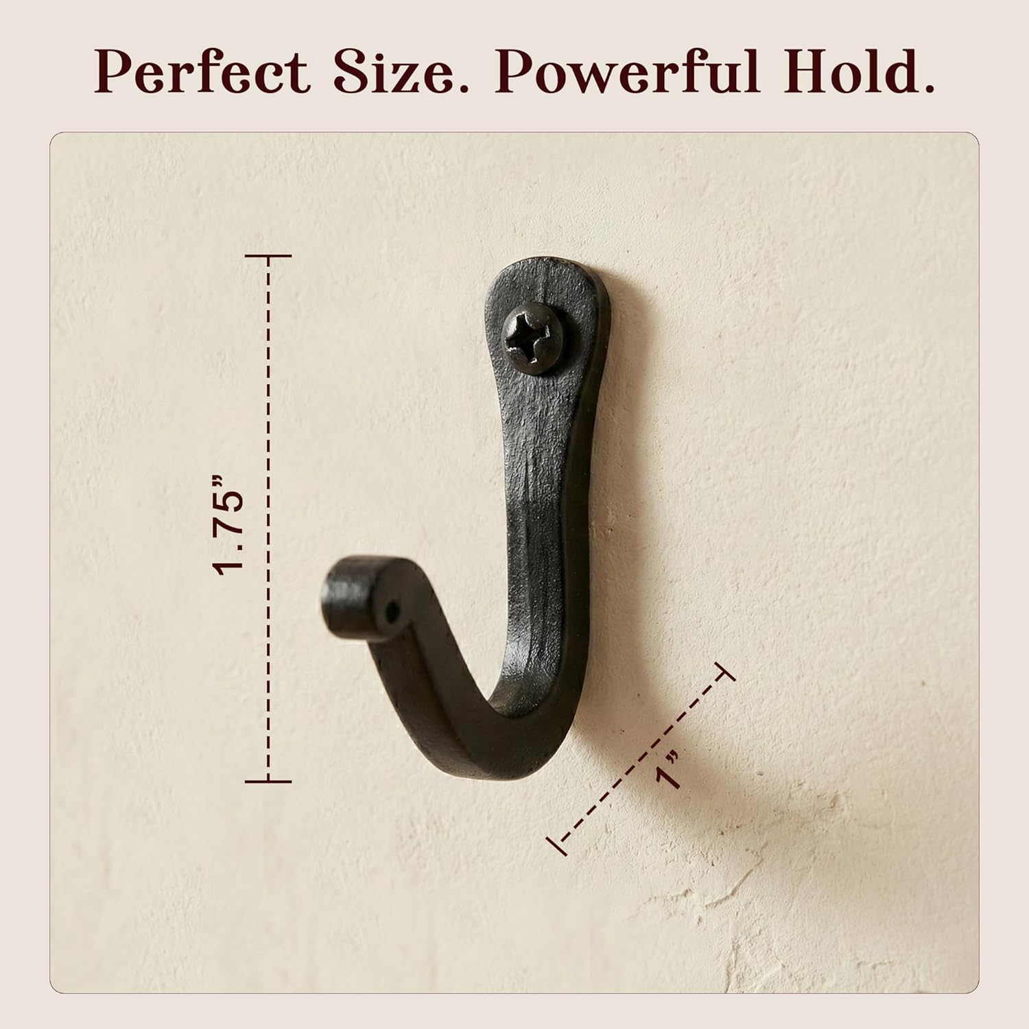 THDC Nail Hooks, Vintage, Rustic Curved Metal Fasteners – Decorative Colonial Wall Décor, Heavy Duty Wall Hooks, Hangers for Keys, Coats, Robe, Bags, Home, Kitchen Set of 12 (Small 1")