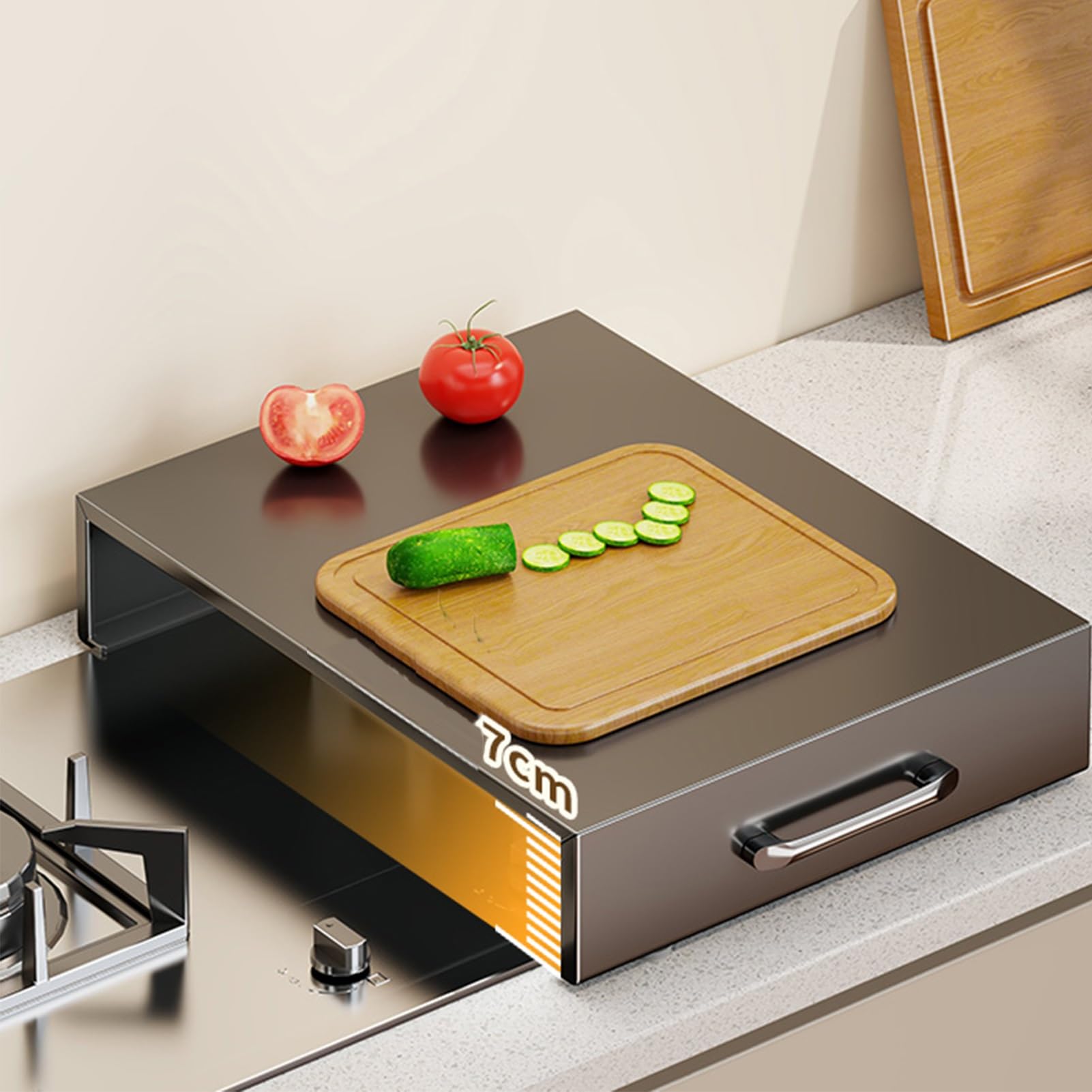 Cubre Encimera Acero Inoxidable Protector Placa Induccion Cubierta Multifuncional para Cocina A Prueba de óxido Fácil Limpiar para encimeras y bandejas(35x40x7 cm)