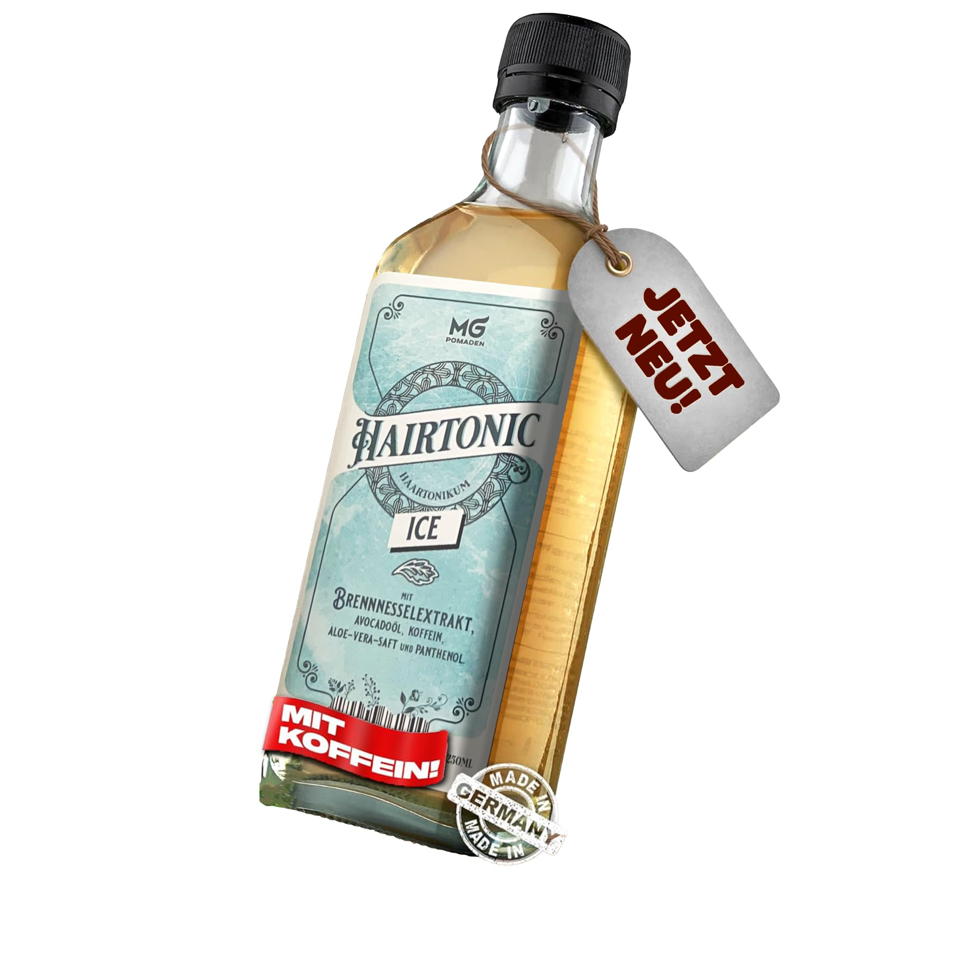 Hairtonic ICE, Kühleffekt durch Menthol, Haartonikum, Haarwasser, pflegend für Haar & Kopfhaut mit Koffein Brennnesselextrakt, Aloe-Vera-Saft, Avocadoöl, Panthenol, Unterstützt Haarwachstum