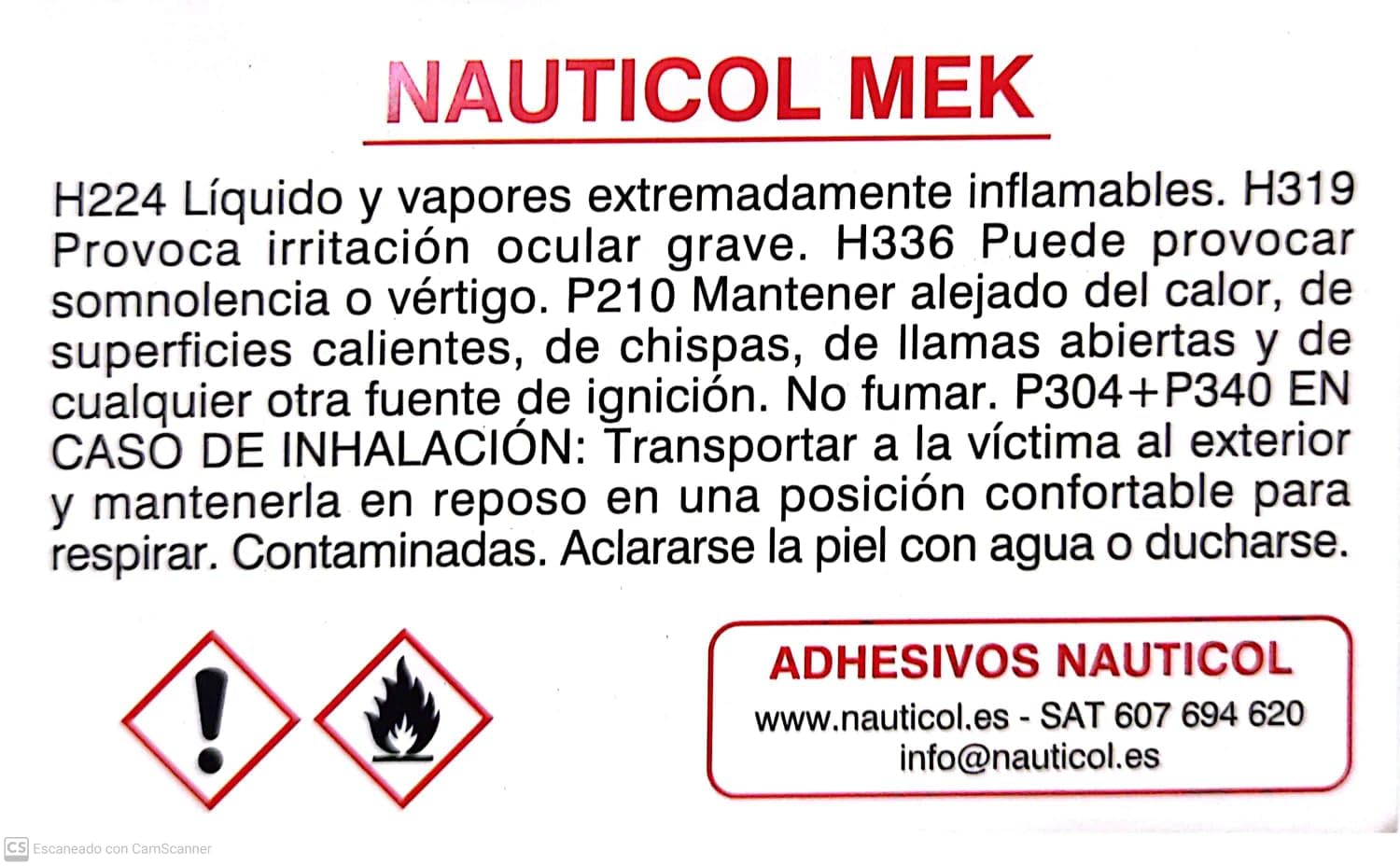 Disolvente para PVC MEK quita pegamentos para neumáticas de PVC Nauticol - 750 ml