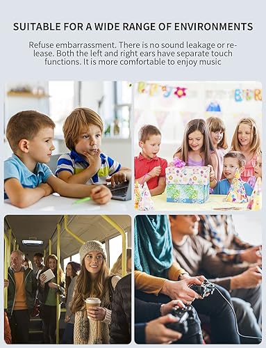 Miniatura 5 de Panda - Auriculares inalámbricos para niños, tamaño del canal auditivo, auriculares Bluetooth blancos con micrófono, 32 horas de reproducción,