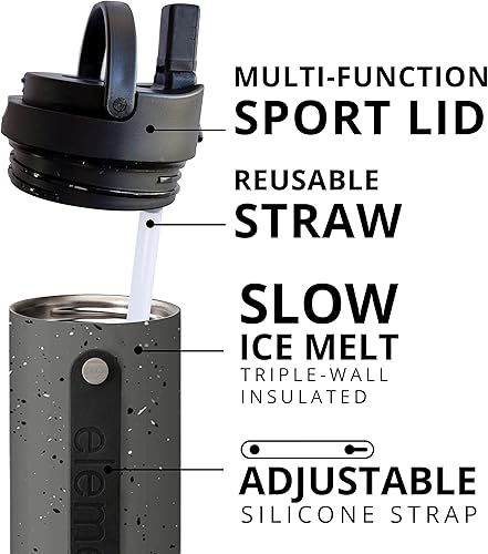 Vista 148 de Elemental Botella de agua icónica de acero inoxidable con pajilla, 32 onzas, a prueba de fugas, triple pared, aislada, para viajes y deportes, Azul