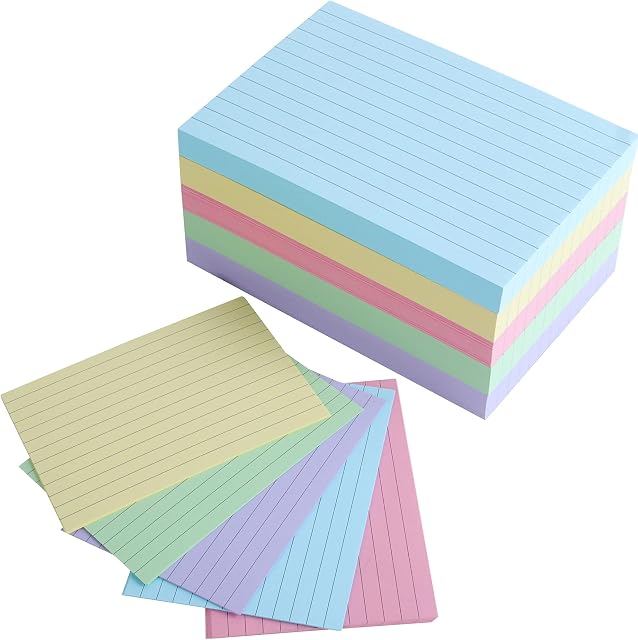 A6 Index Card, Ruled Record Card- 5 Colors (400 Sheets)