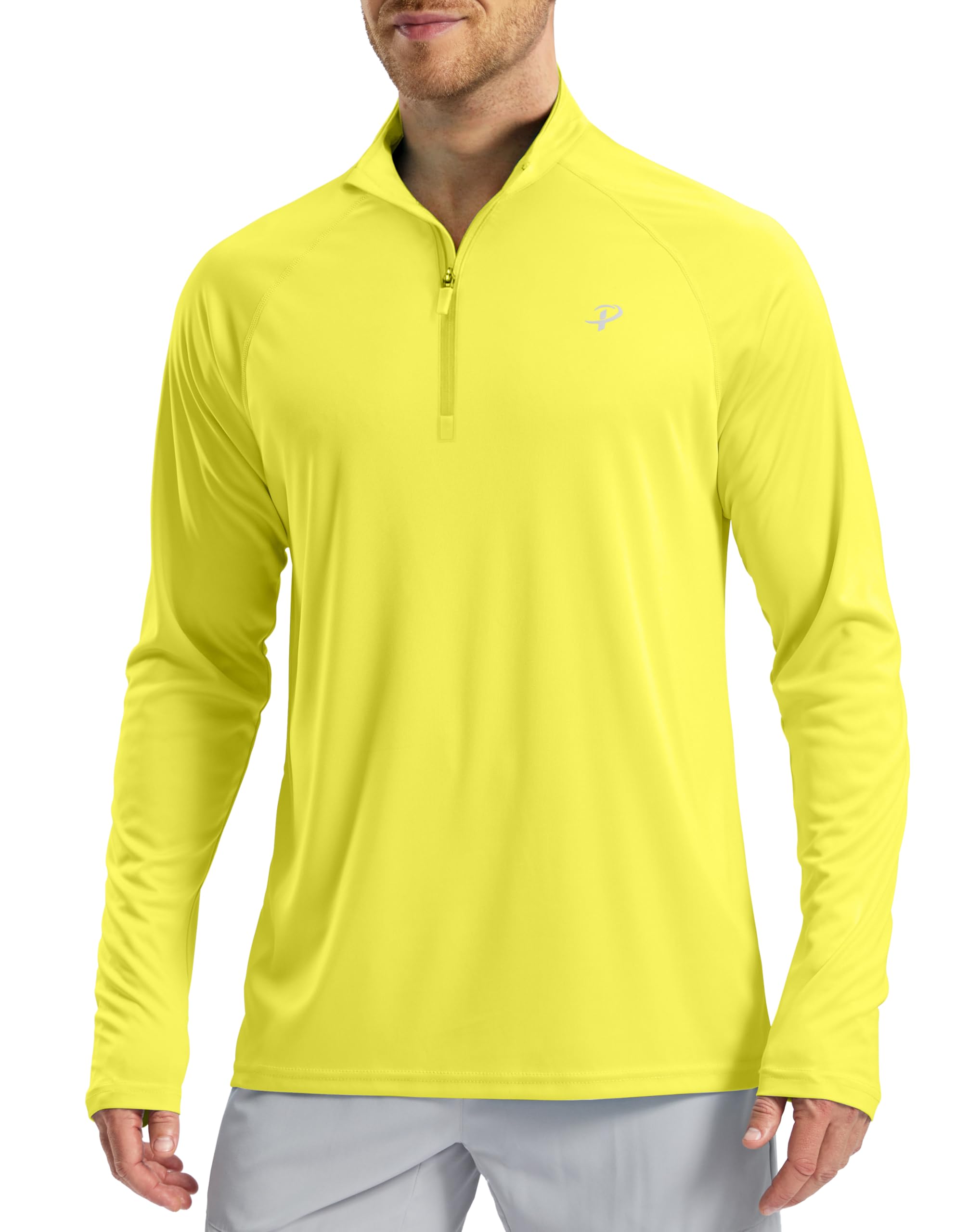 Pudolla Men's Long Sleeve Sun Shirts 1/4 Zip UV SPF UPF 50+ Rash Guard Fishing Running Hiking Outdoor Shirts