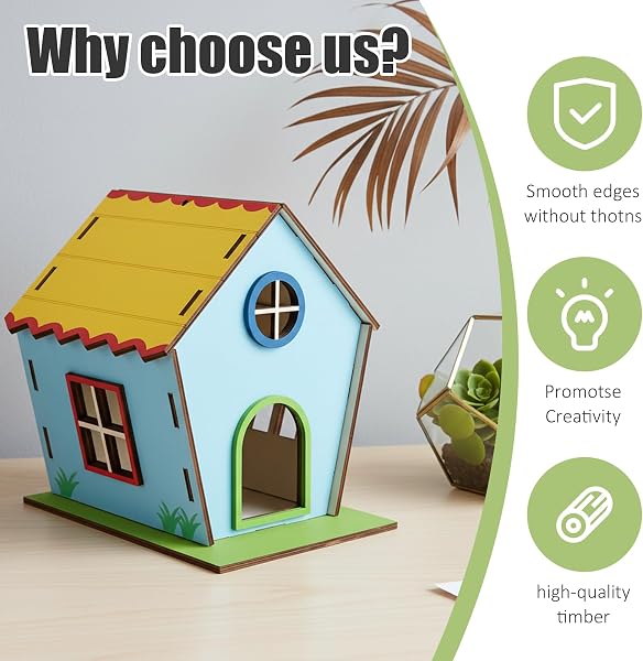 HOLDLEAF Vogelhaus Bausatz für Kinder,2 Stück DIY Holz Bastelset,für Kinder zu Bauen und Malen,Vogelhaus Bastelset für Mädchen Jungen Kleinkinder - 4