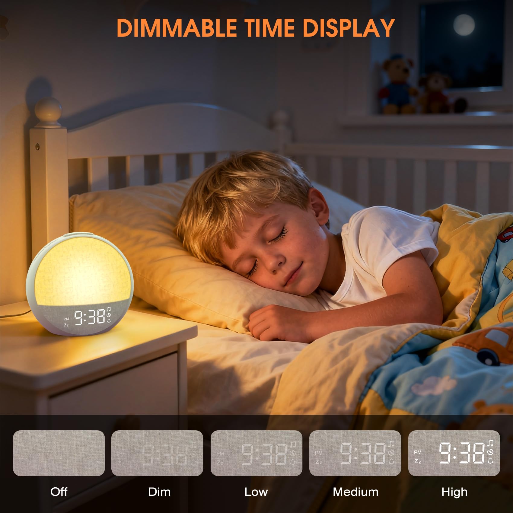 APUZOM Reveil Lumineux Simulateur d'Aube, Eveil Lumière Réveil Matin avec 7 Sonneries, 30 Sons Naturels, Minuteur, Snooze, Lampe de Chevet avec 11 Couleurs Veilleuse, Cadeaux pour Enfant Ado Adulte