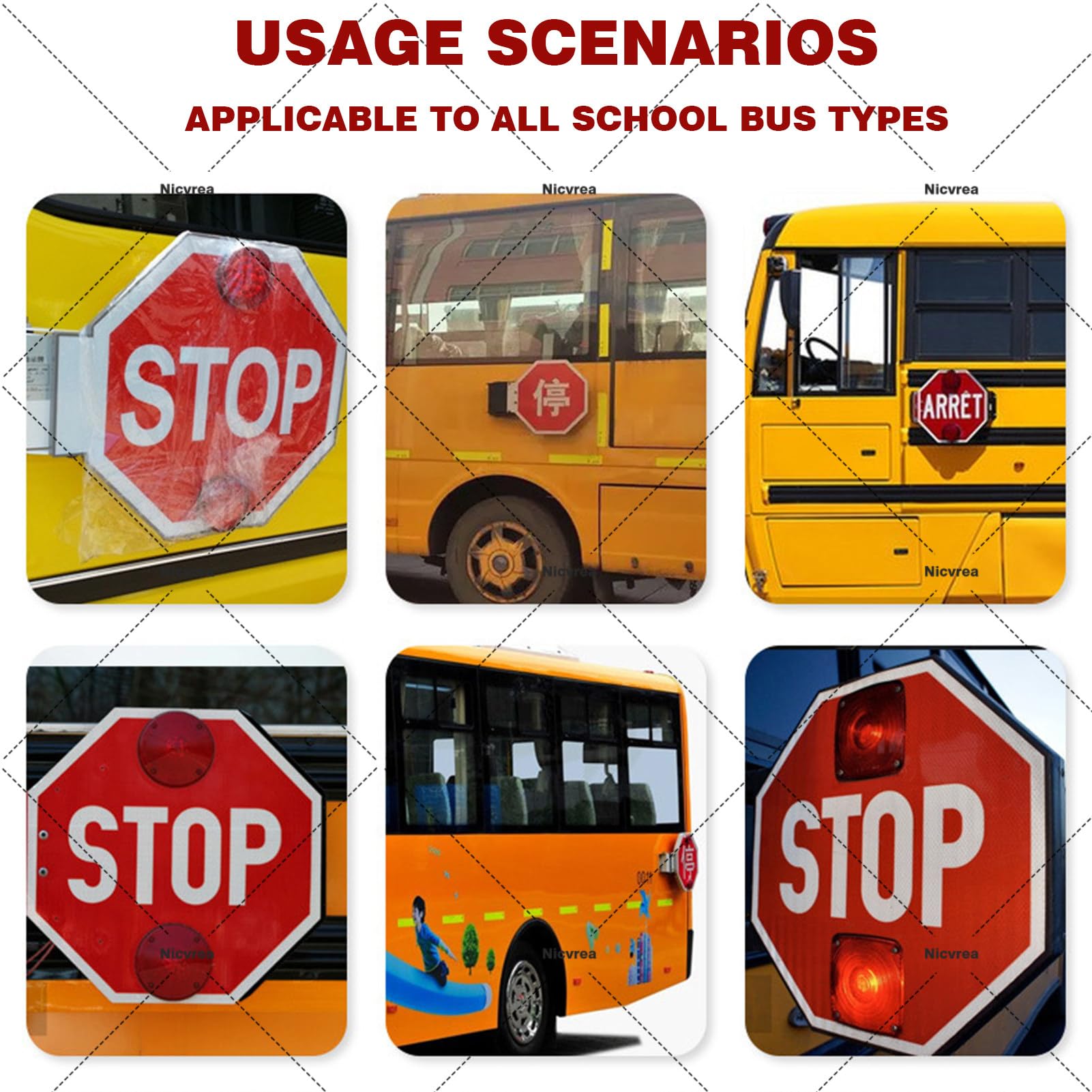 Znak stopu LED do autobusów szkolnych, migające ramię sygnałowe bezpieczeństwa, wysoka widoczność, automatyczne cofanie, alarm 24 V do kontroli ruchu, parkowania i bezpieczeństwa w szkole