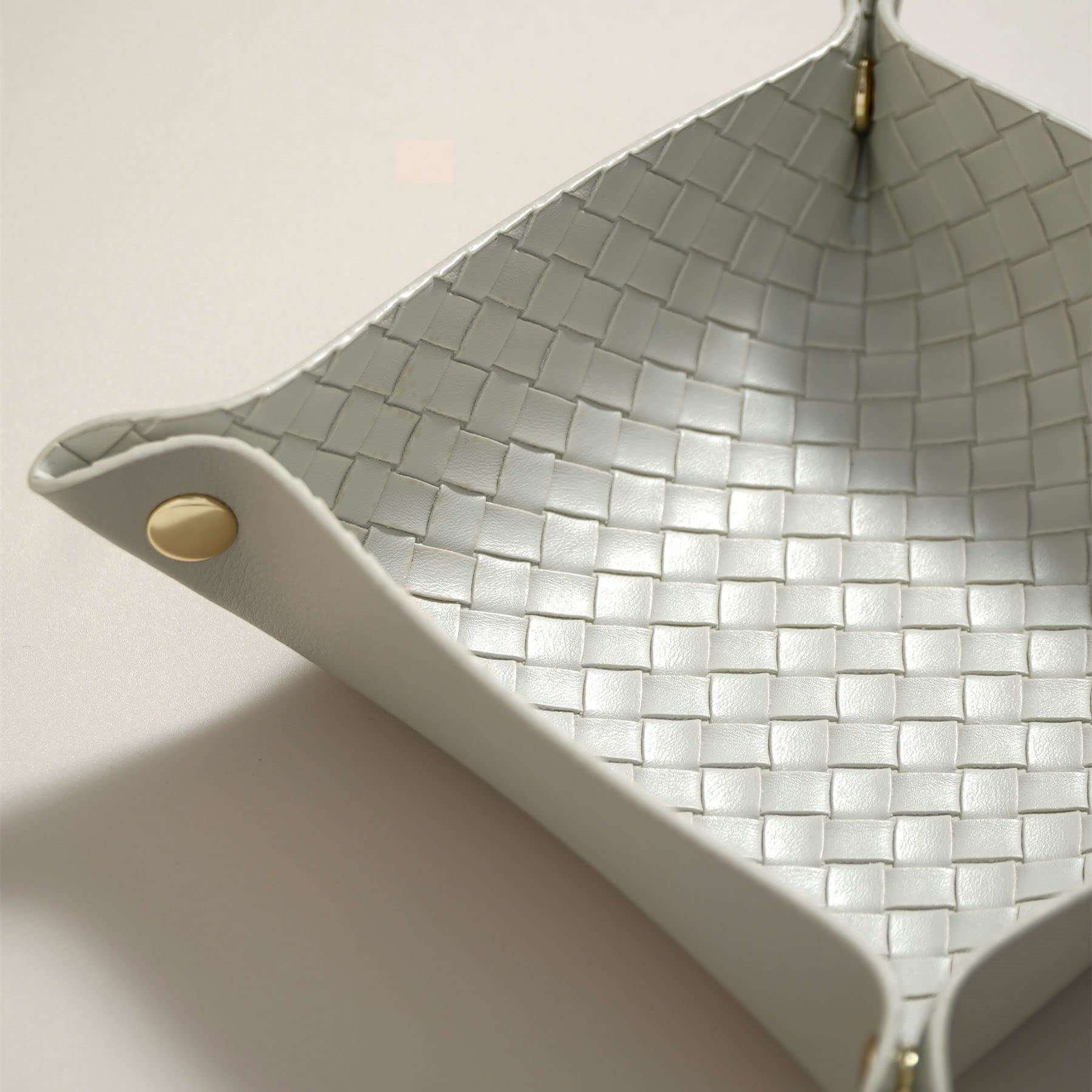 OLETHA Sammeltablett Aus Kunstleder - Cremefarbener Organizer Für Schminkkommode & Nachttisch