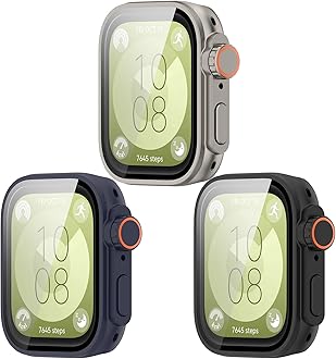 TenCloud Screen Protector Compatible with Huawei Watch Fit 3 Cases (Not the Fit/Fit2) Case Scratched Full Protection (Black,Navy,Gray)